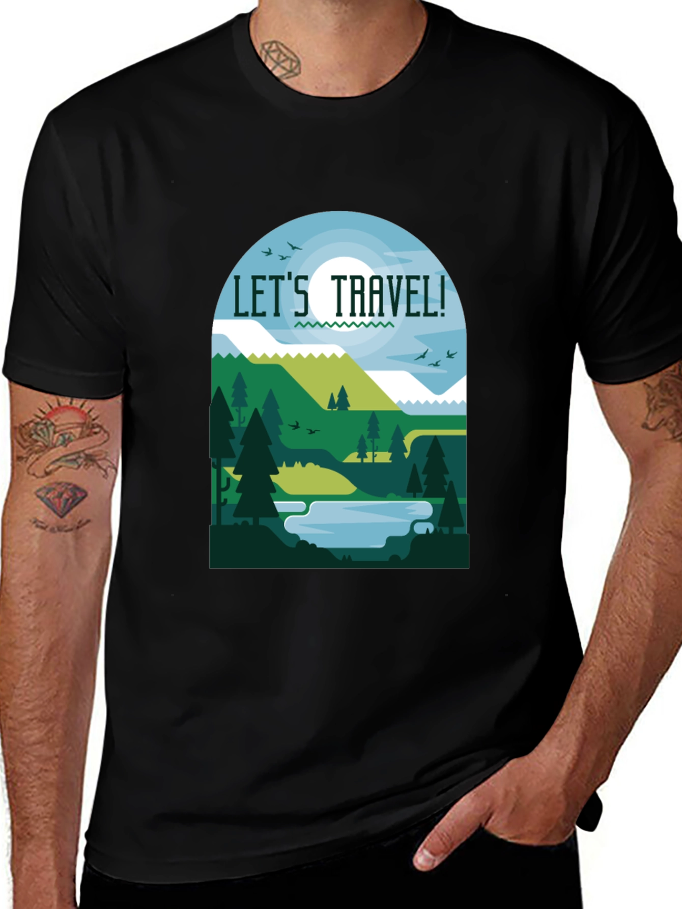 Lets Travel Graphic T-Shirt - Black