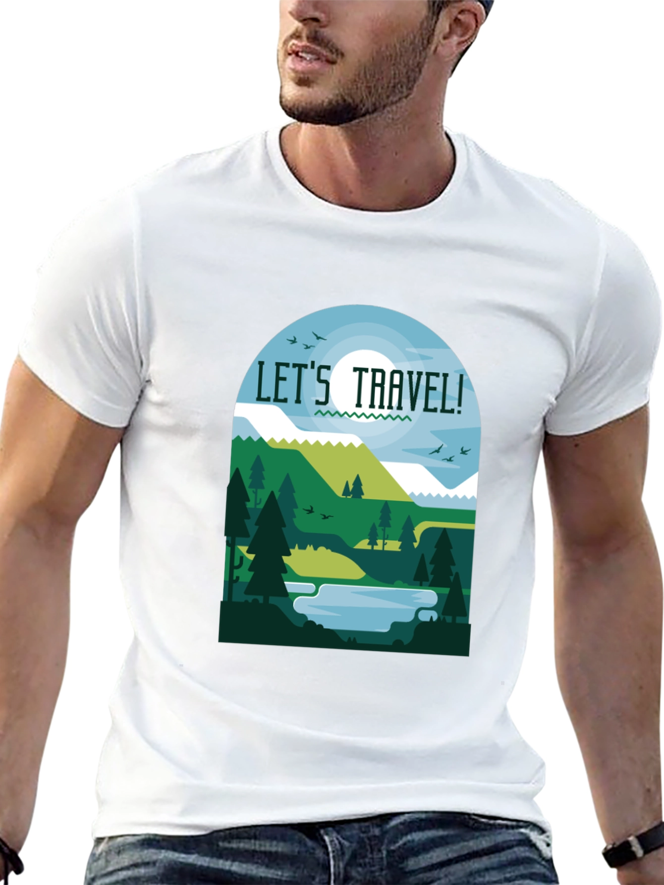 Lets Travel Graphic T-Shirt - Black