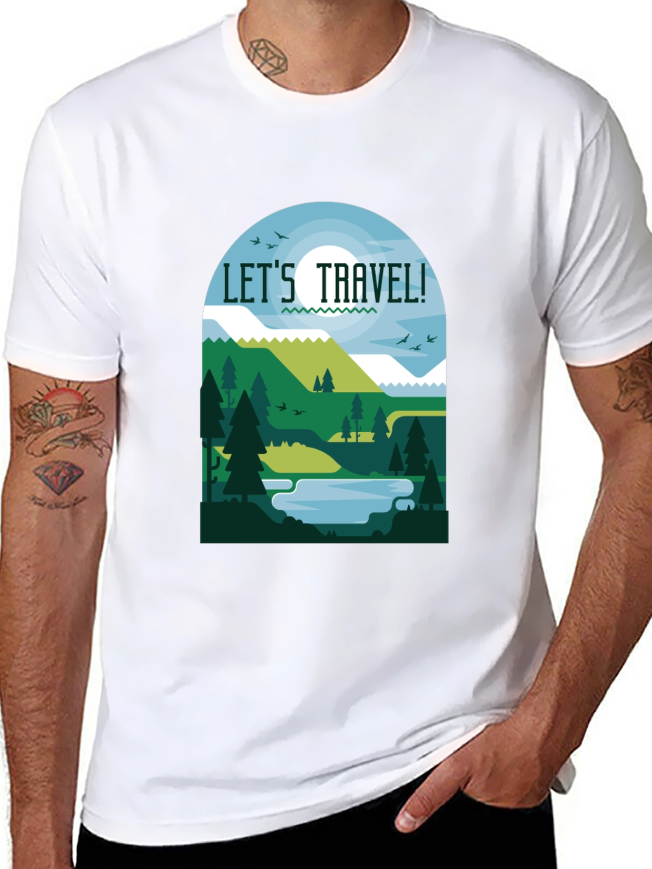 Lets Travel Graphic T-Shirt - Black