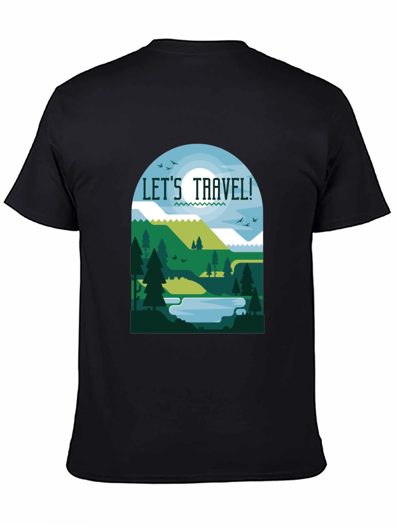 Lets Travel Graphic T-Shirt - Black