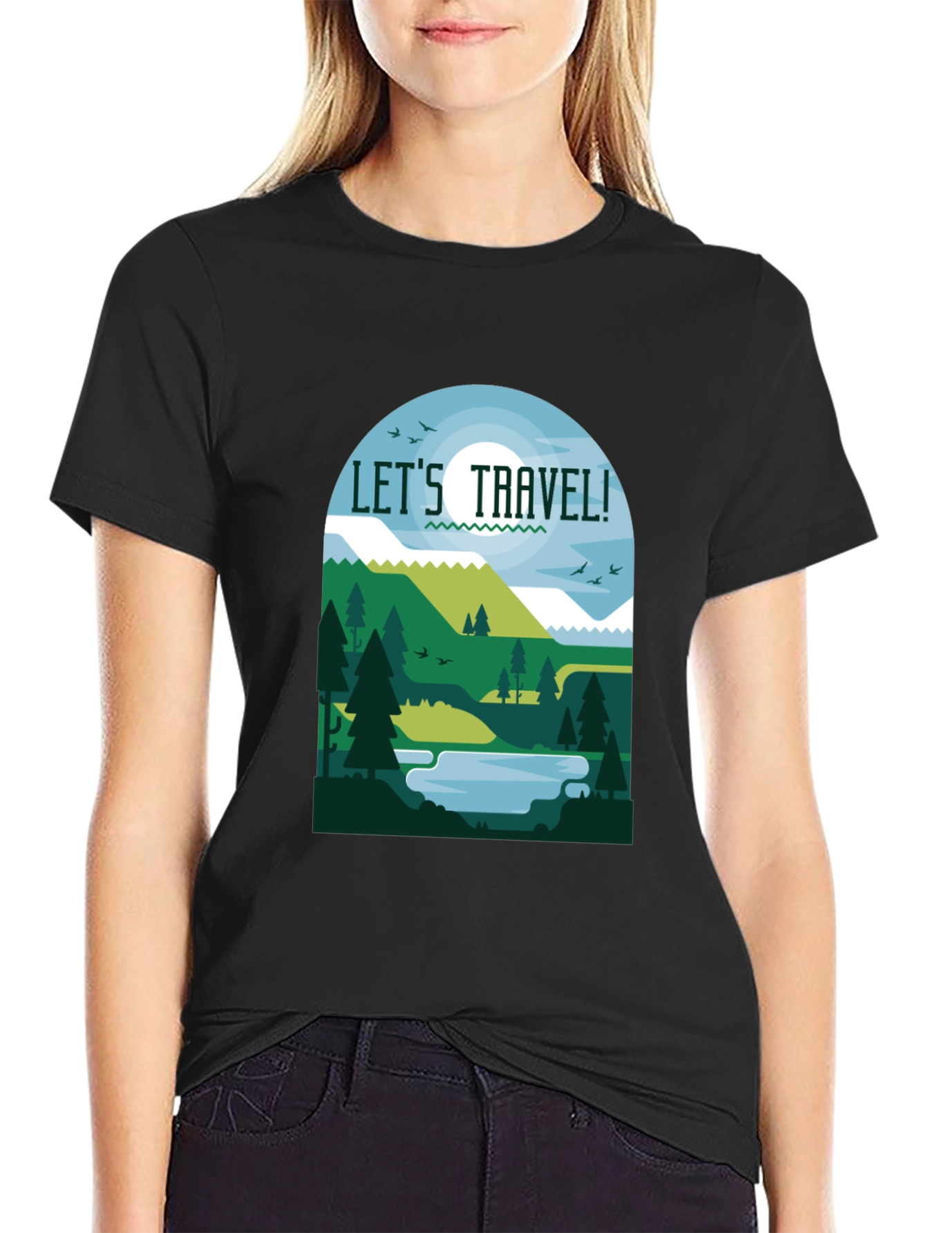Lets Travel Graphic T-Shirt - Black