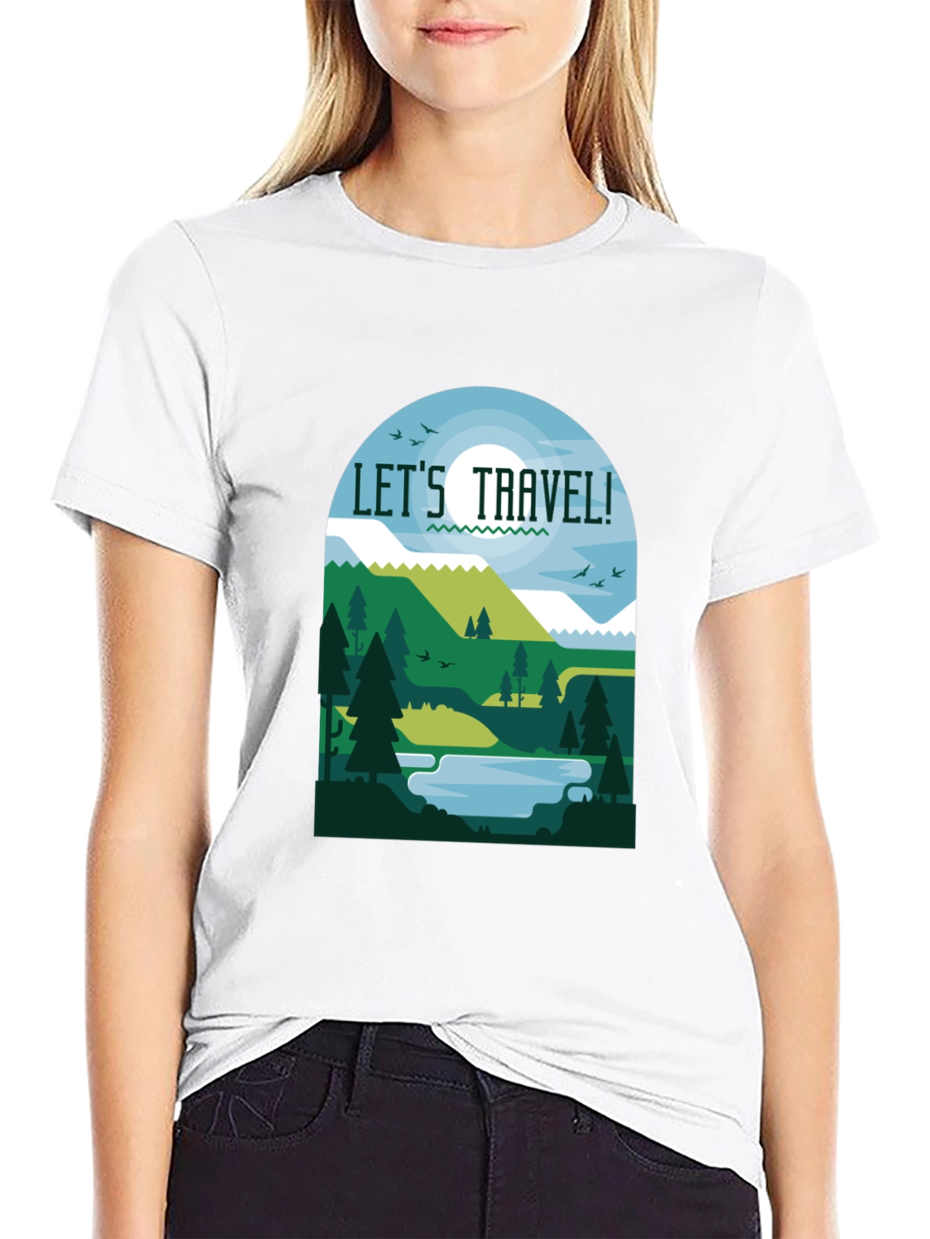 Lets Travel Graphic T-Shirt - Black