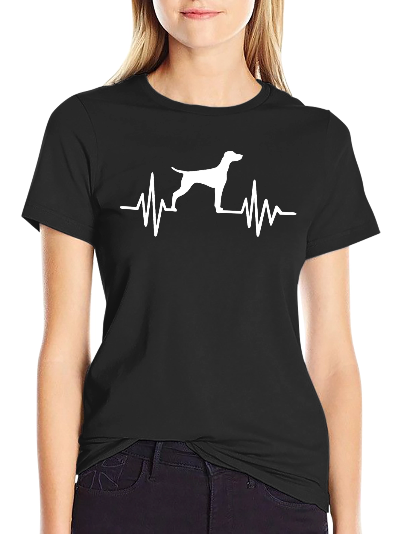 Dog Lover Heartbeat T-Shirt - Black