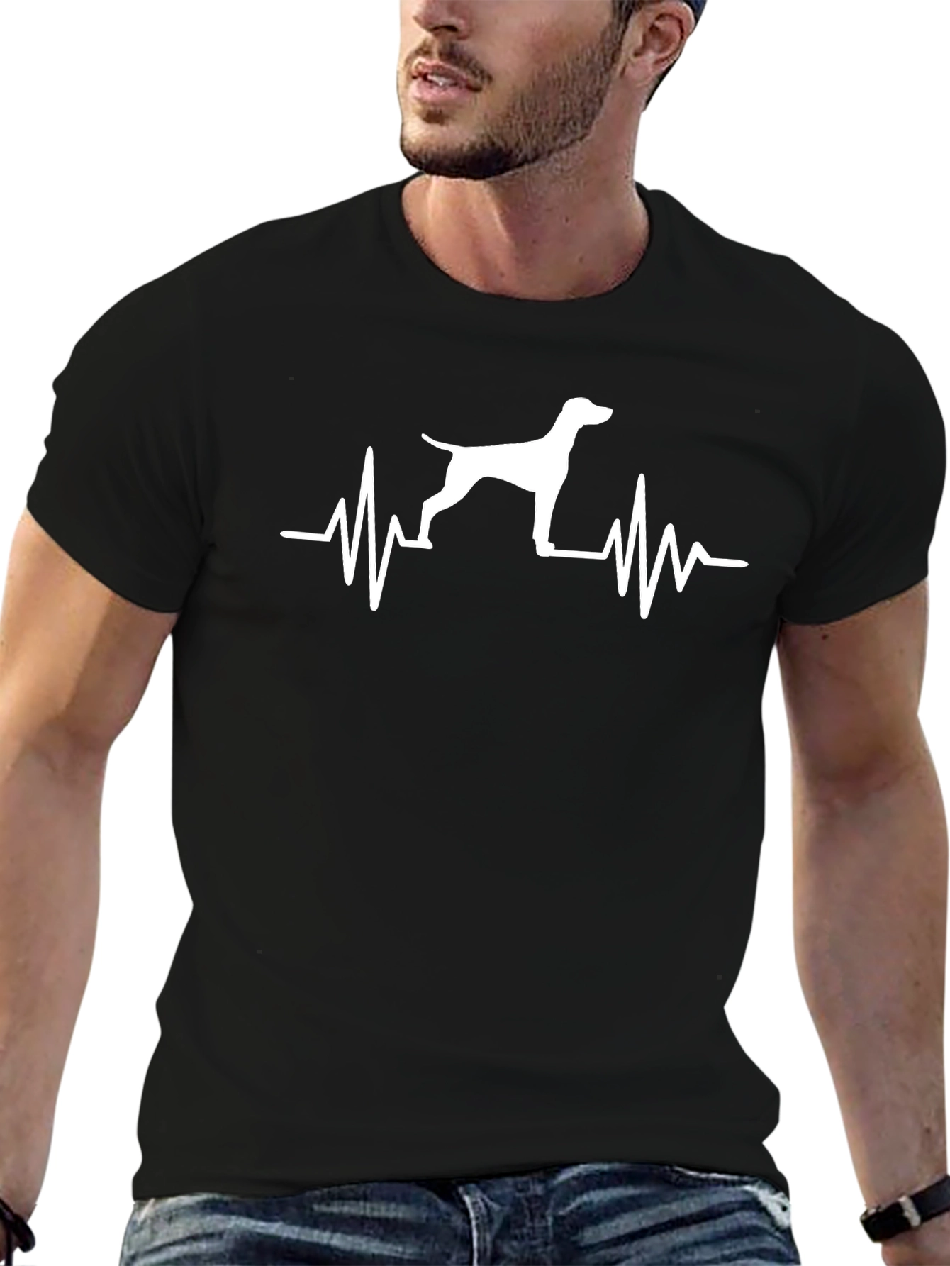 Dog Lover Heartbeat T-Shirt - Black