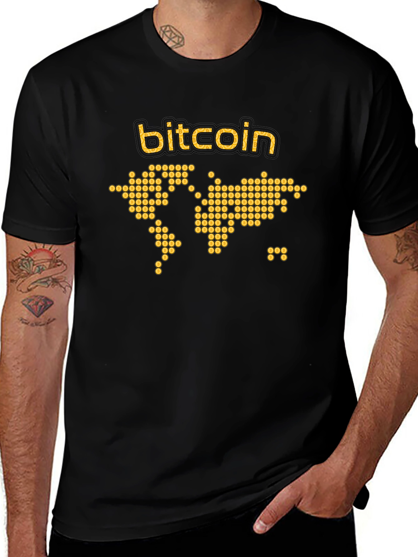 Bitcoin World Map Graphic T-Shirt