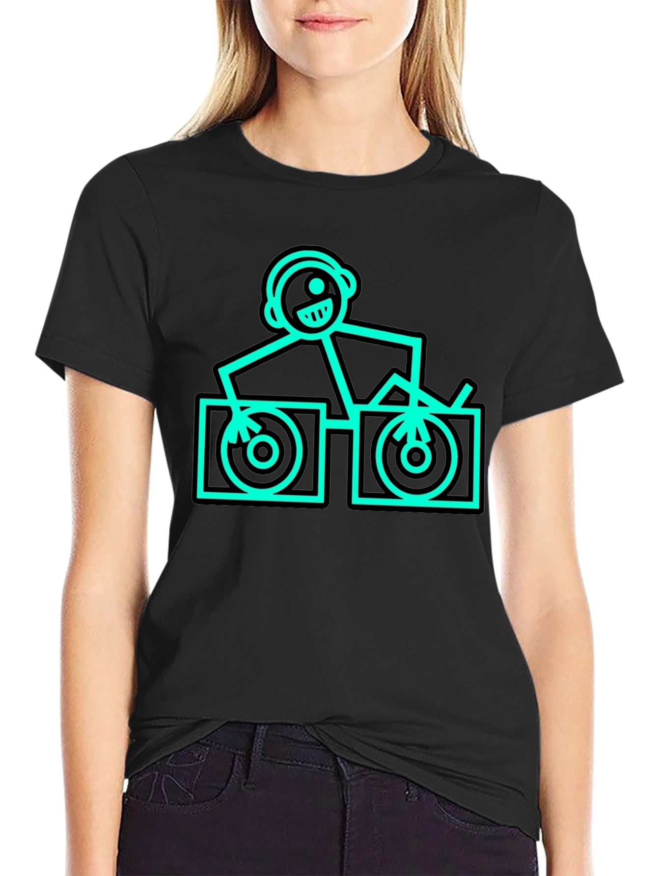 DJ Stick Figure Graphic T-Shirt