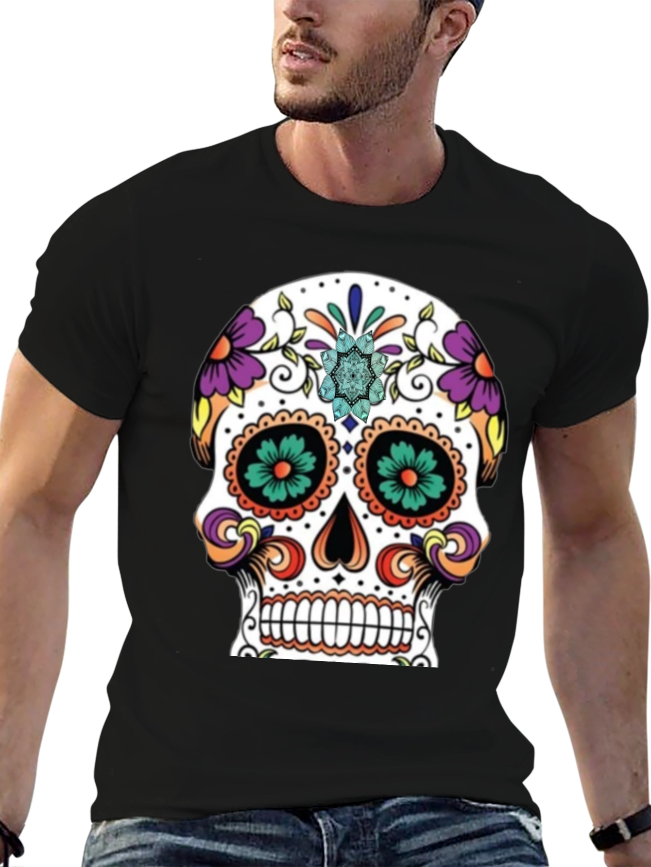 Day of the Dead Skull Graphic Tee