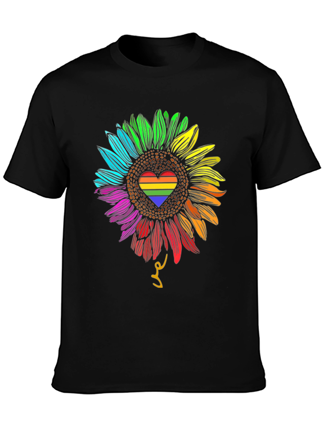 Rainbow Sunflower Heart Graphic Tee