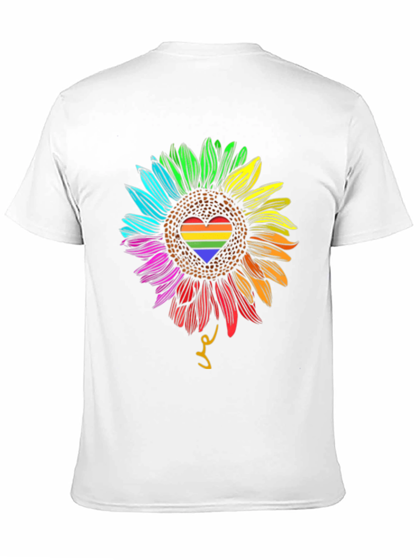 Rainbow Sunflower Heart Graphic Tee