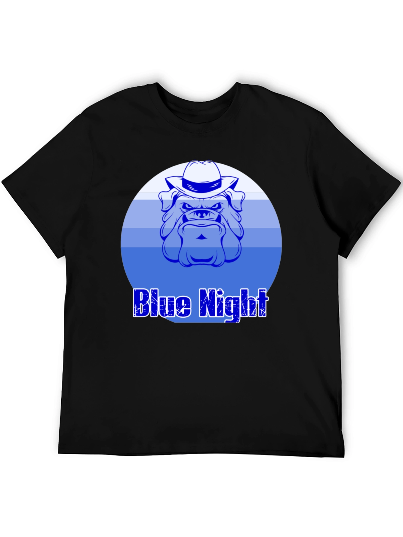 Blue Night Bulldog Graphic T-Shirt