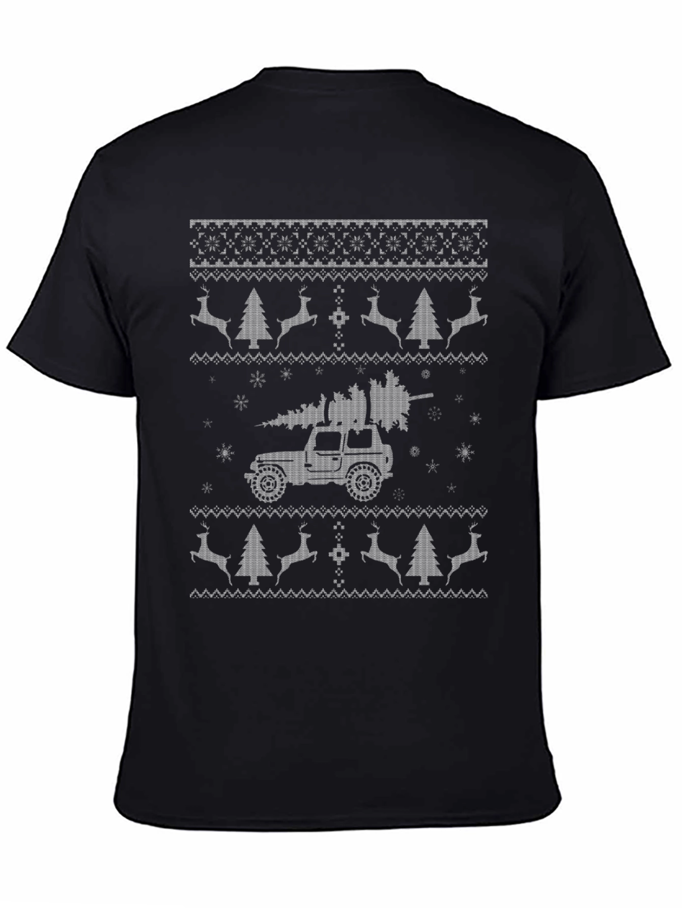 Christmas Jeep Ugly Sweater Style T-Shirt