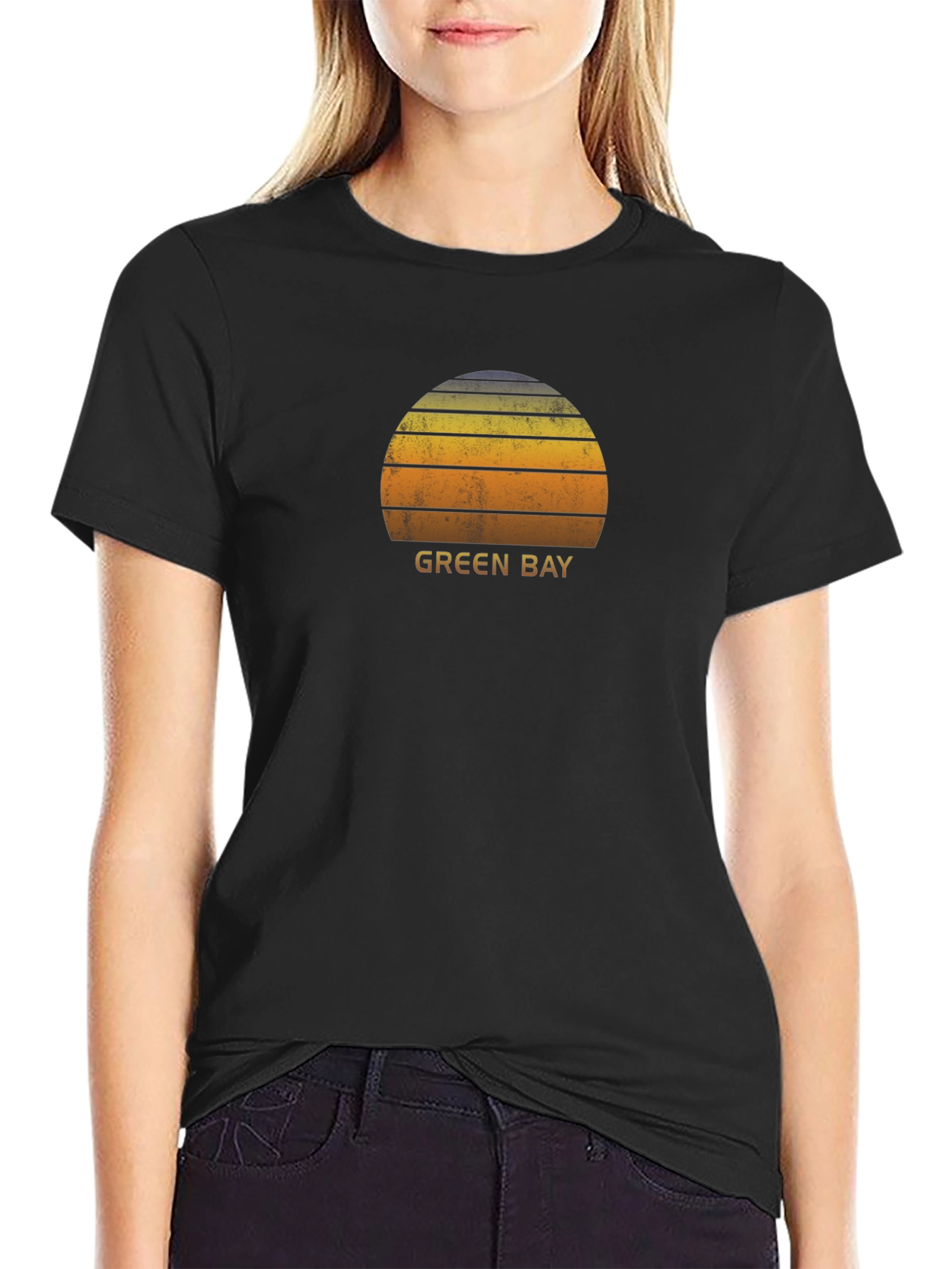 Green Bay Sunset Graphic T-Shirt - Retro Style