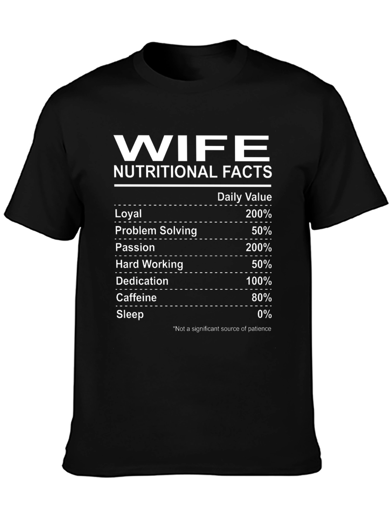 Wife Nutritional Facts Black Graphic T-Shirt