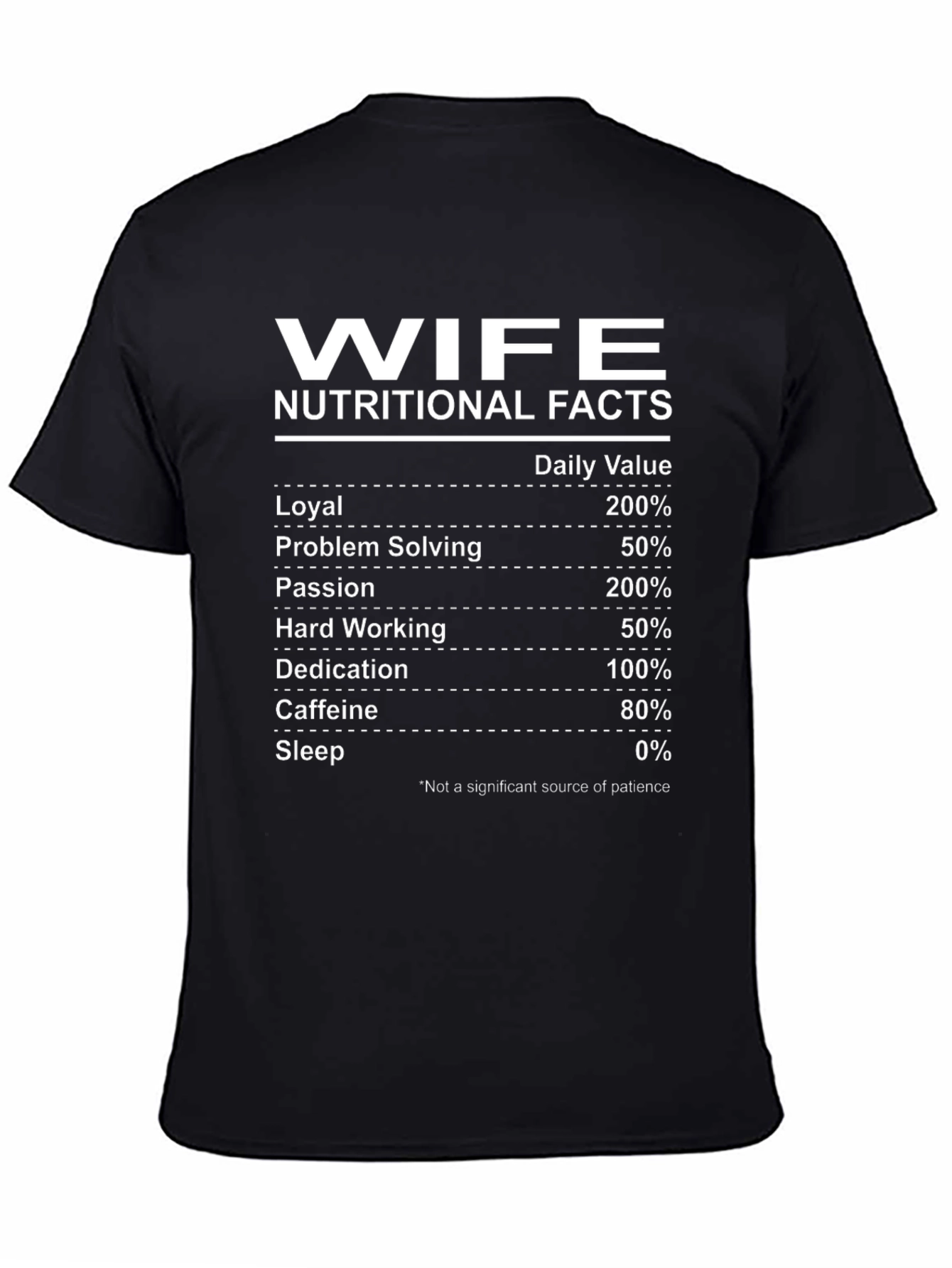 Wife Nutritional Facts Black Graphic T-Shirt