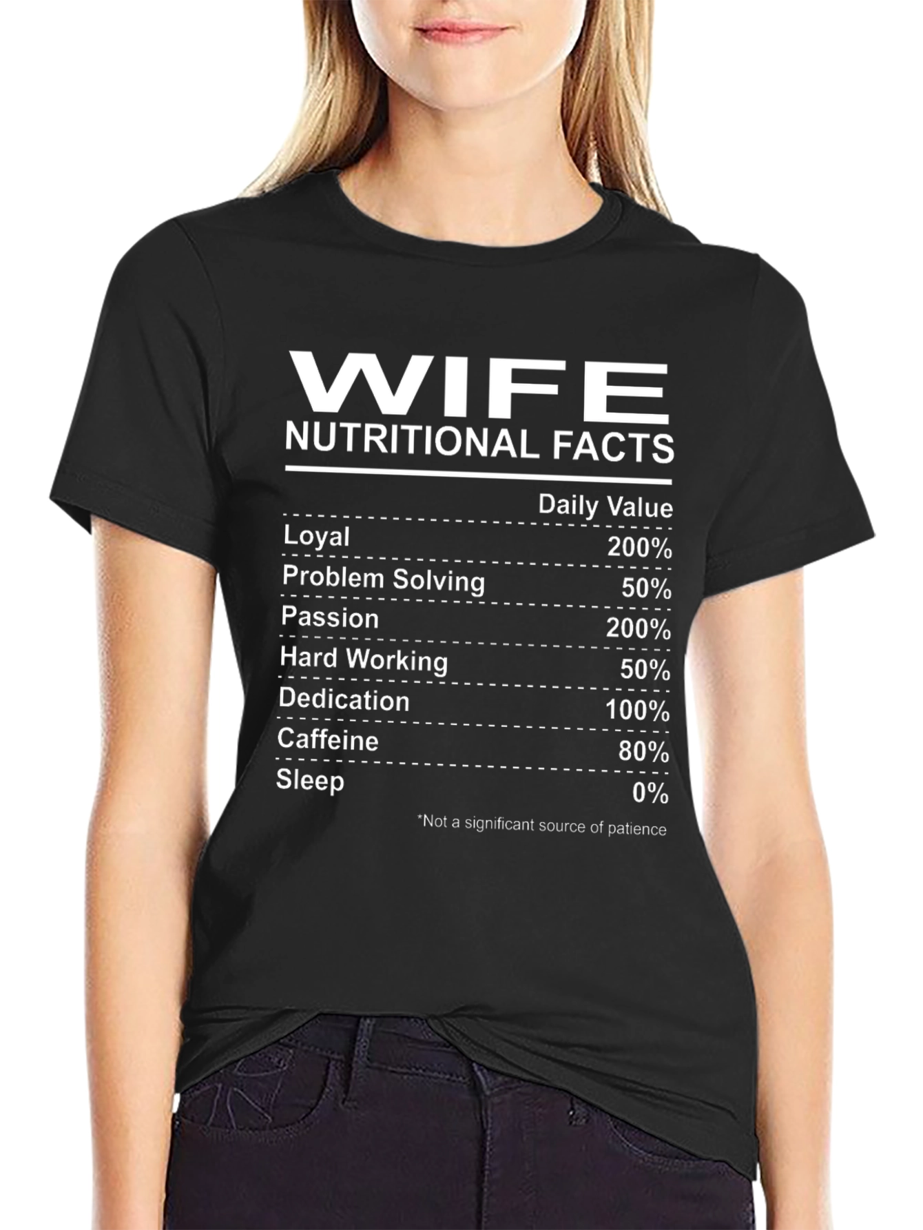 Wife Nutritional Facts Black Graphic T-Shirt