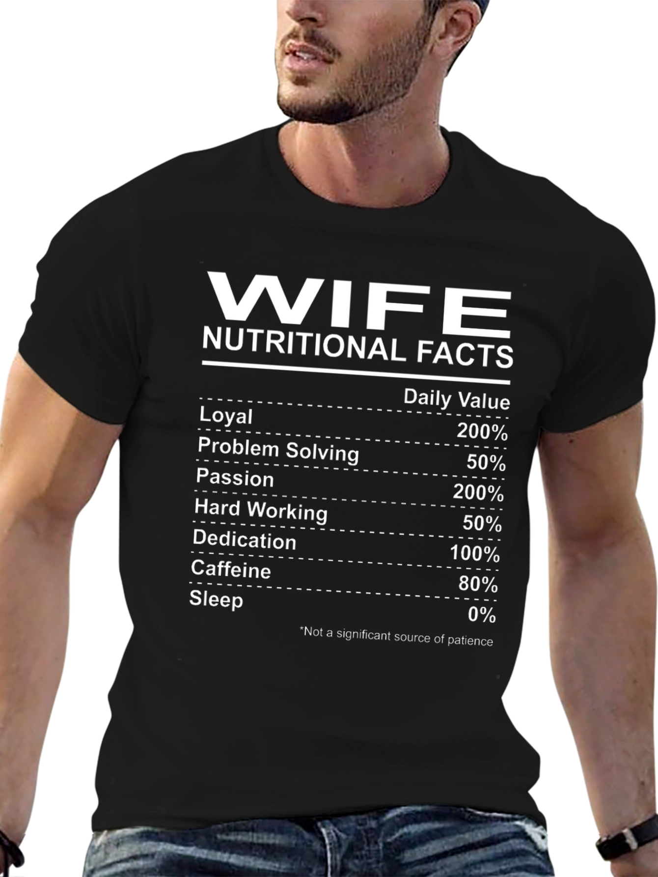 Wife Nutritional Facts Black Graphic T-Shirt