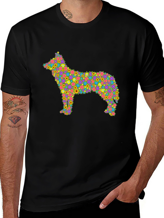 Floral Dog T-Shirt - Unique Colorful Design