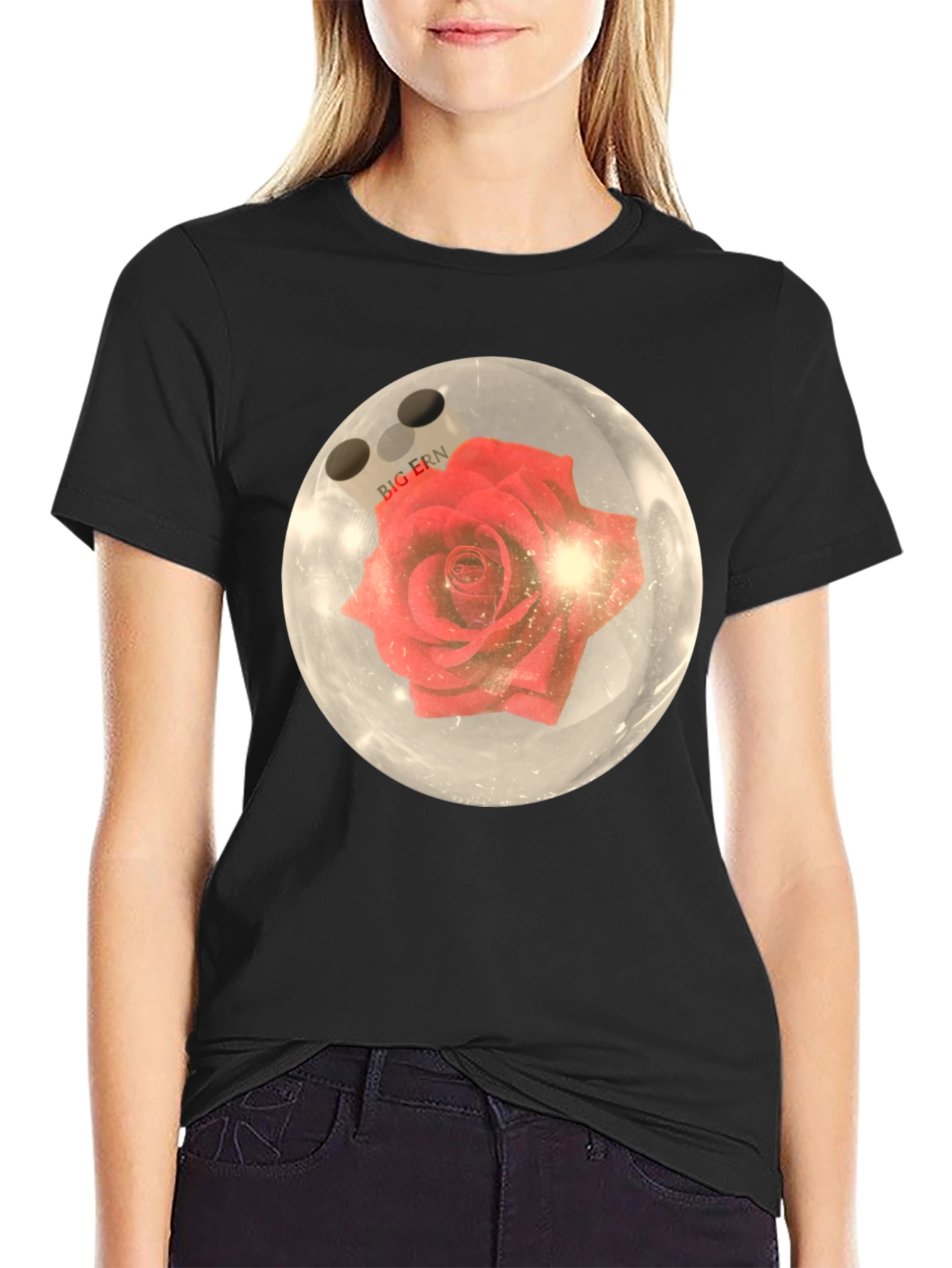 Bowling Ball Rose Graphic T-Shirt