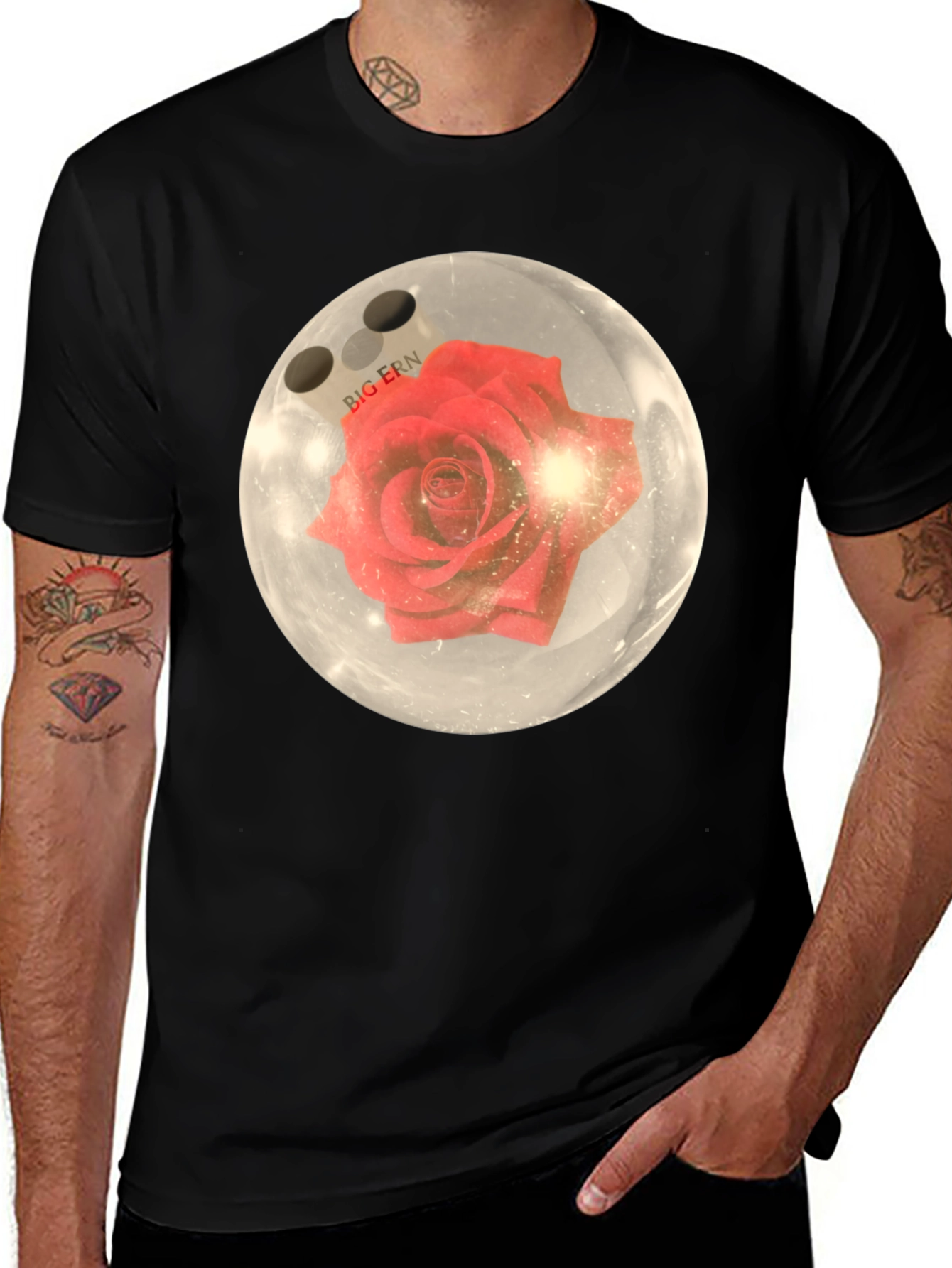 Bowling Ball Rose Graphic T-Shirt