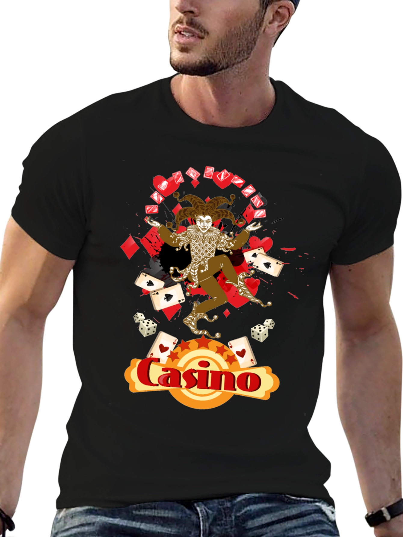 Casino Jester Graphic Print T-Shirt