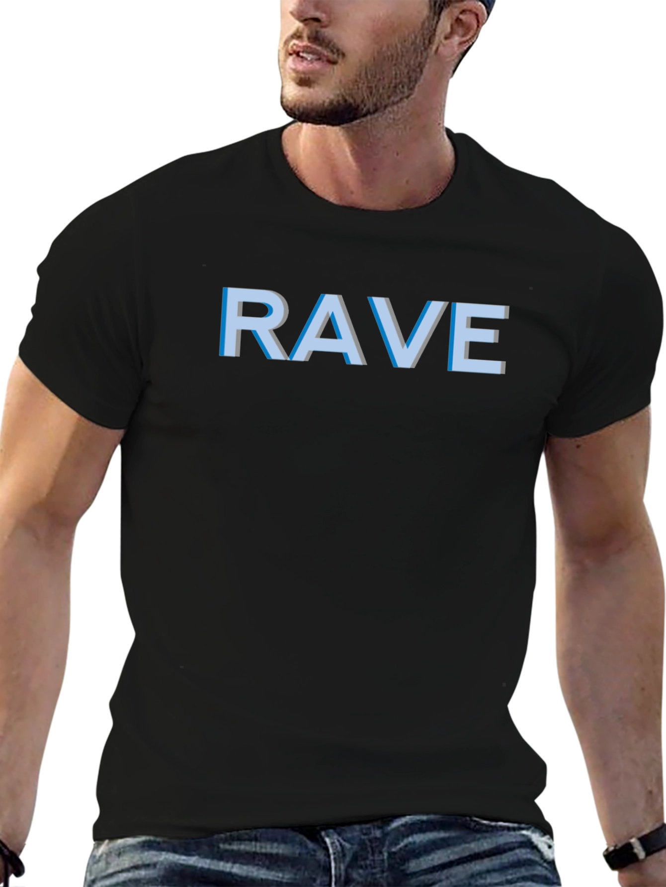 Rave T-Shirt - Black Crew Neck Graphic Tee