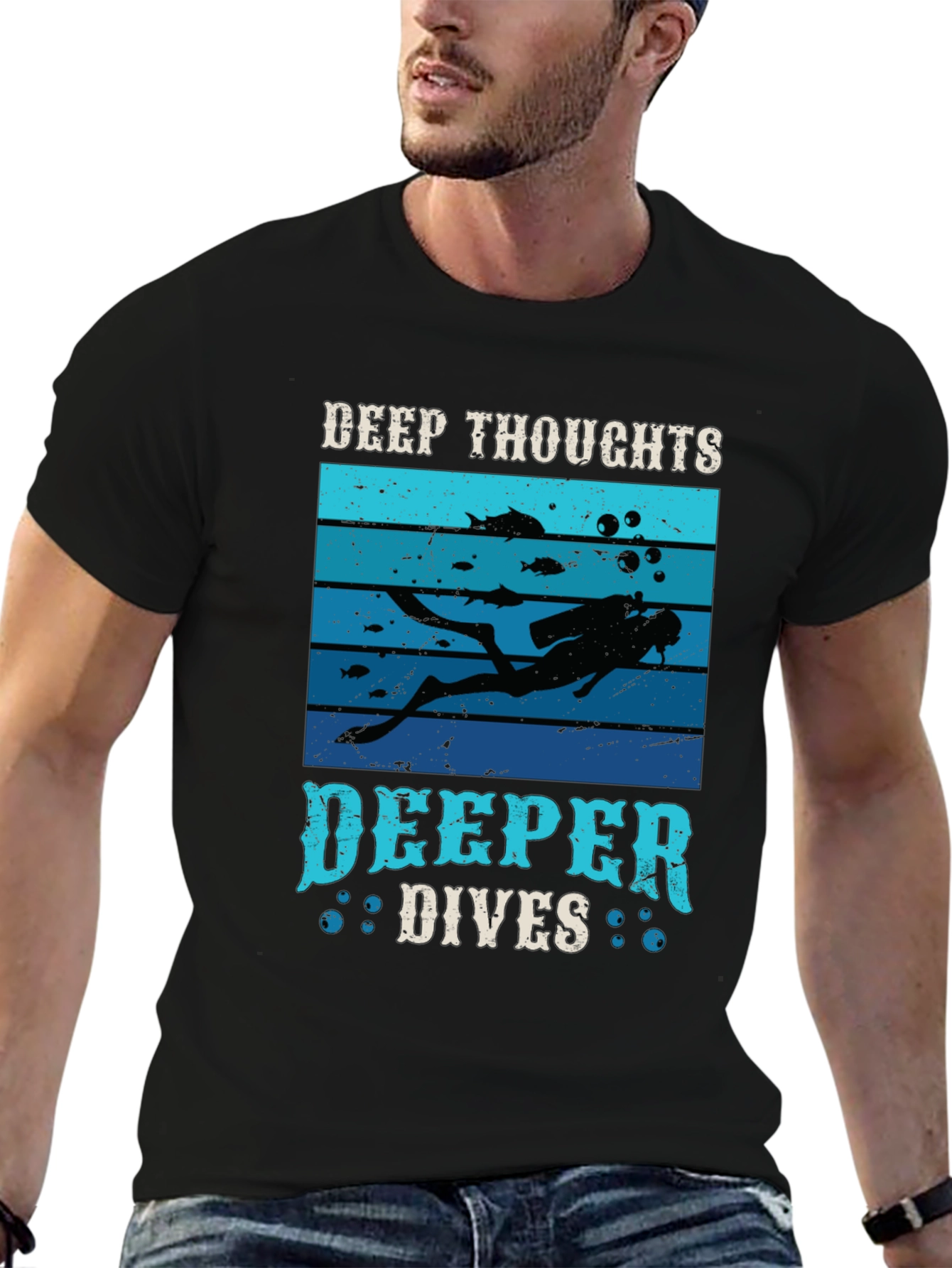 Deep Thoughts Deeper Dives Graphic T-Shirt