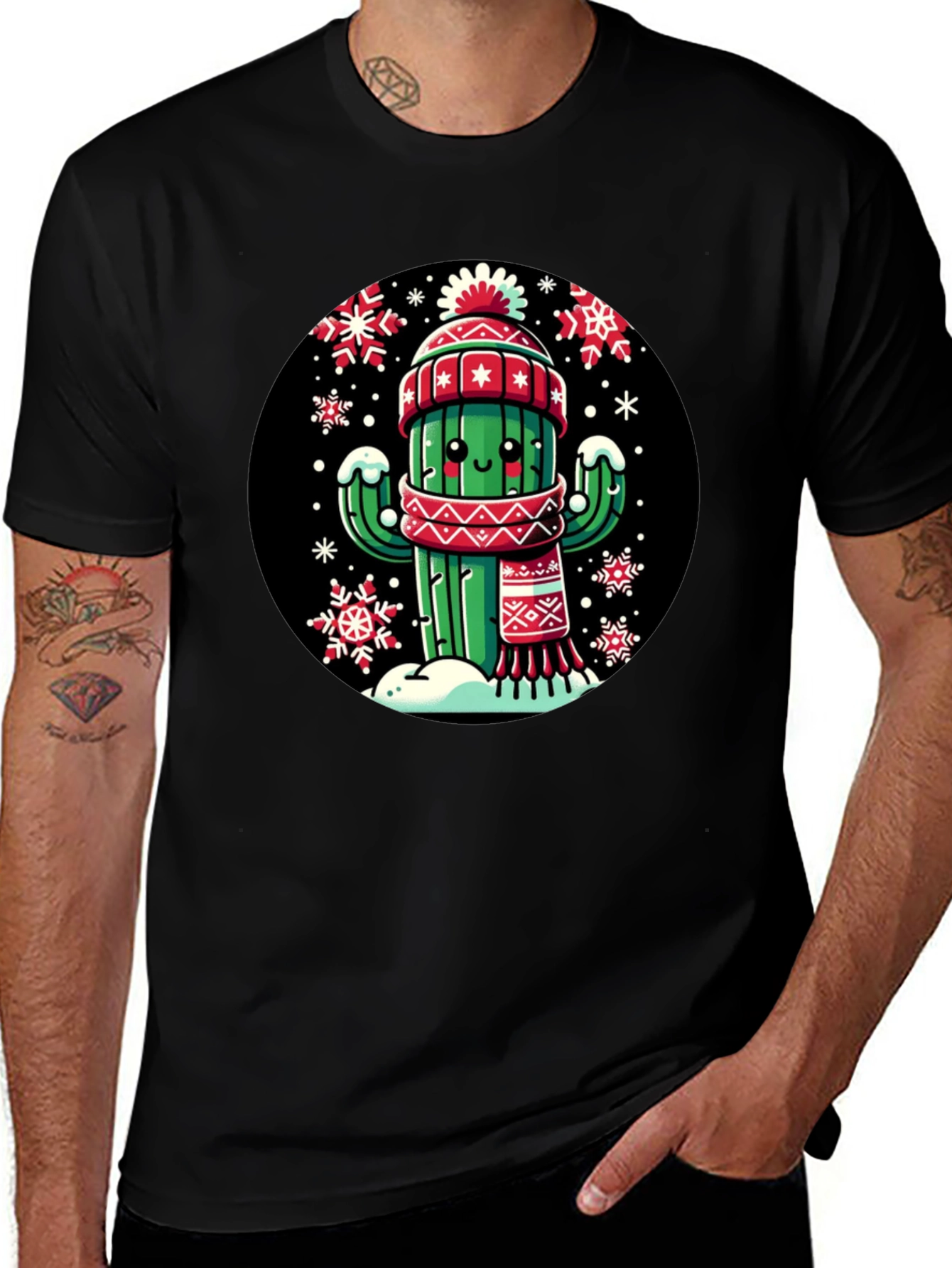 Winter Cactus T-Shirt: Holiday Style