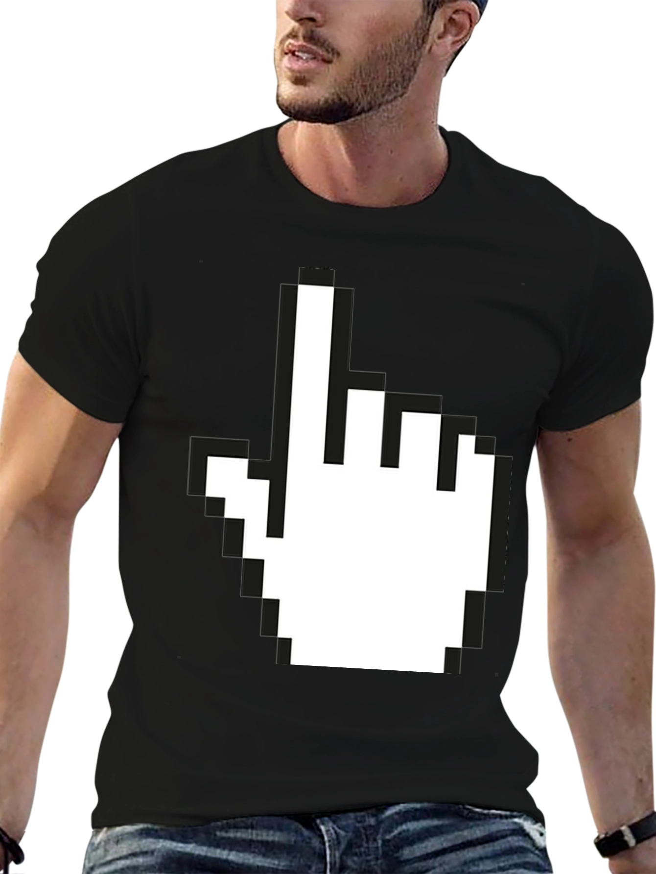 Pixel Hand Pointer Graphic T-Shirt