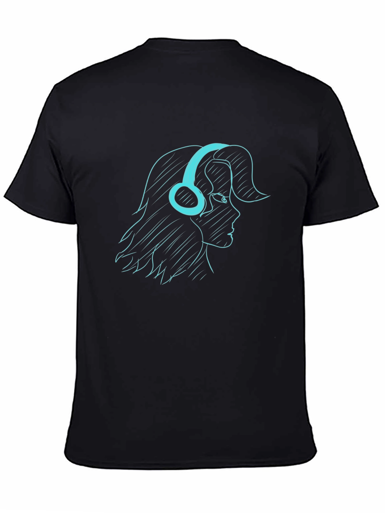 Headphone Girl Tee - Black Graphic T-Shirt
