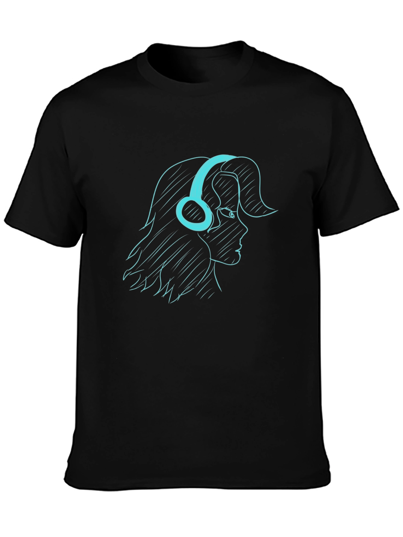 Headphone Girl Tee - Black Graphic T-Shirt