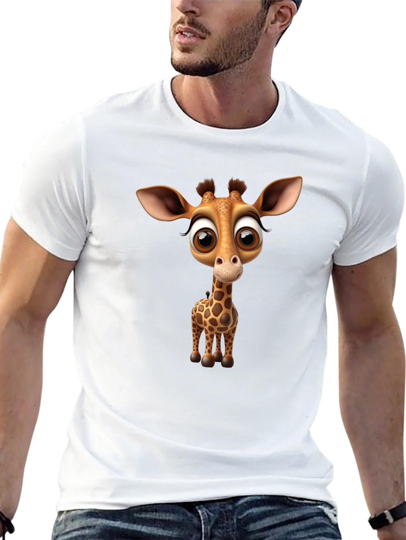 Cute Giraffe Graphic Tee - Black Unisex Shirt