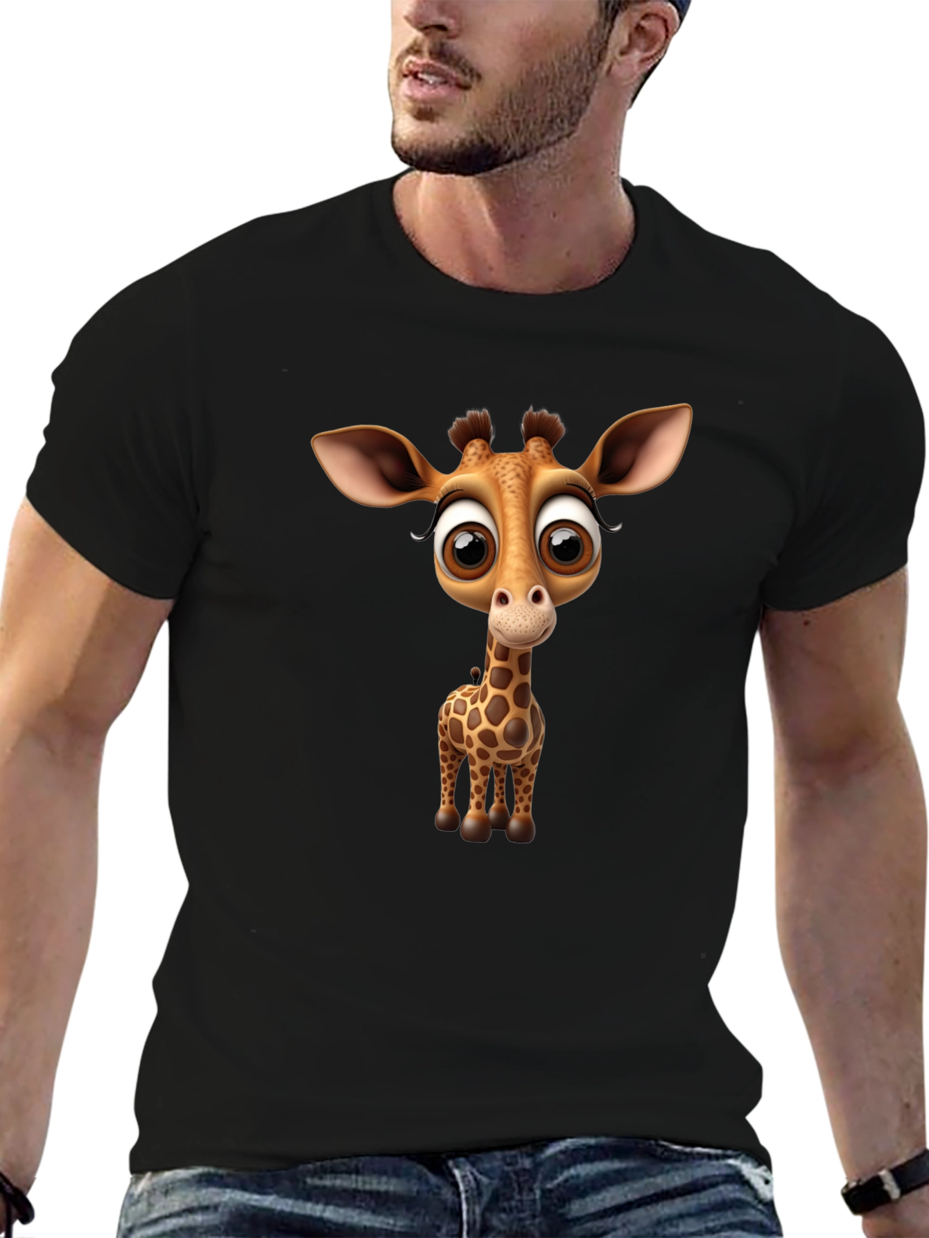 Cute Giraffe Graphic Tee - Black Unisex Shirt