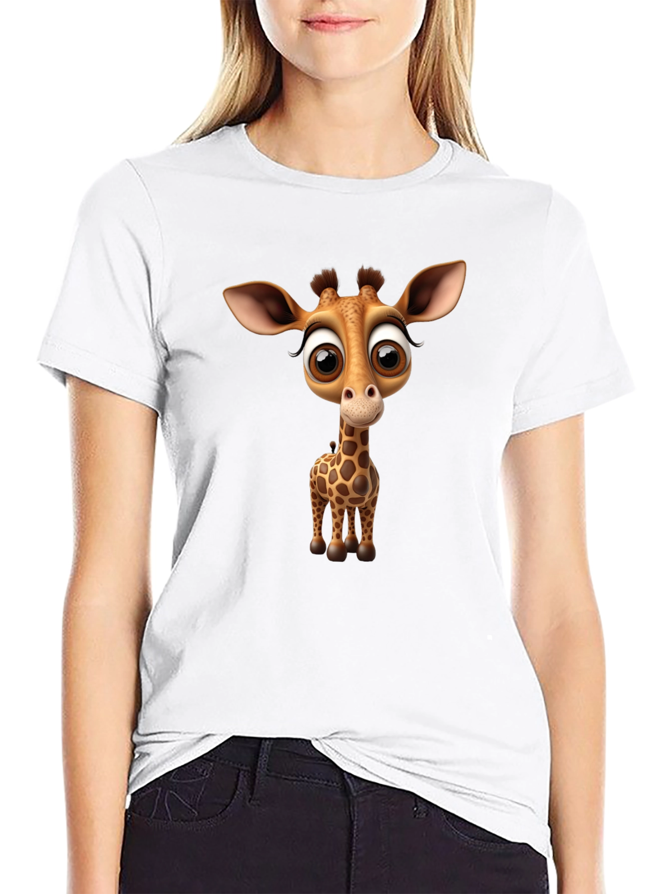 Cute Giraffe Graphic Tee - Black Unisex Shirt