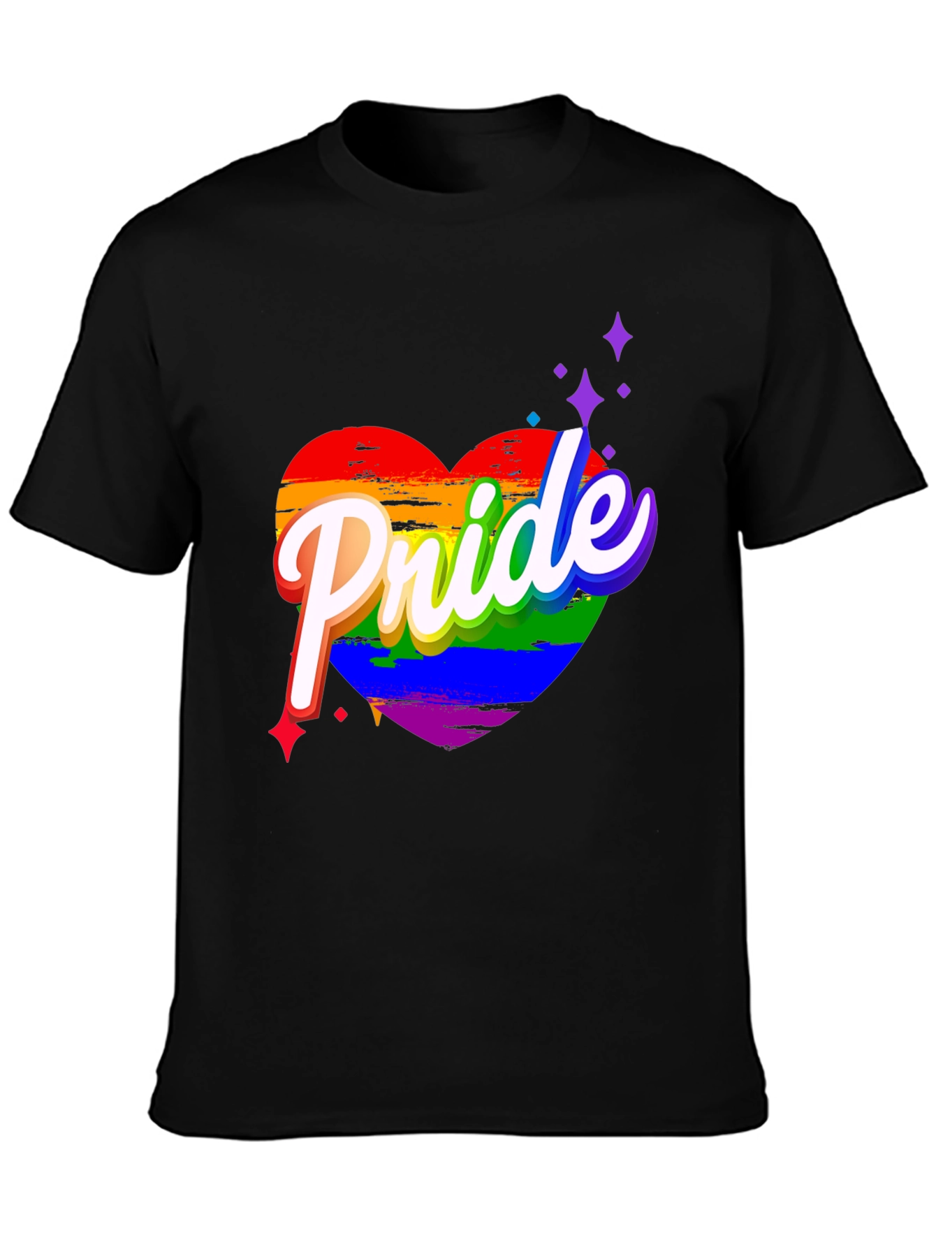 Pride Heart Graphic Black T-Shirt