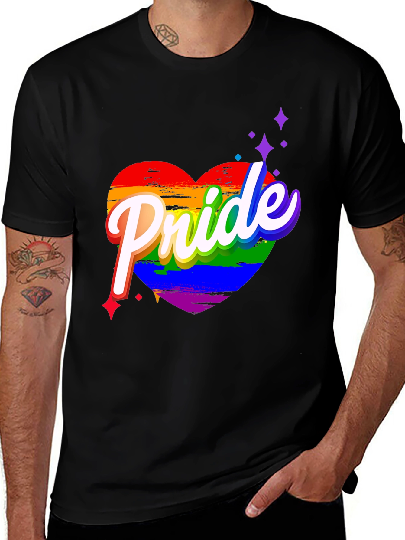 Pride Heart Graphic Black T-Shirt