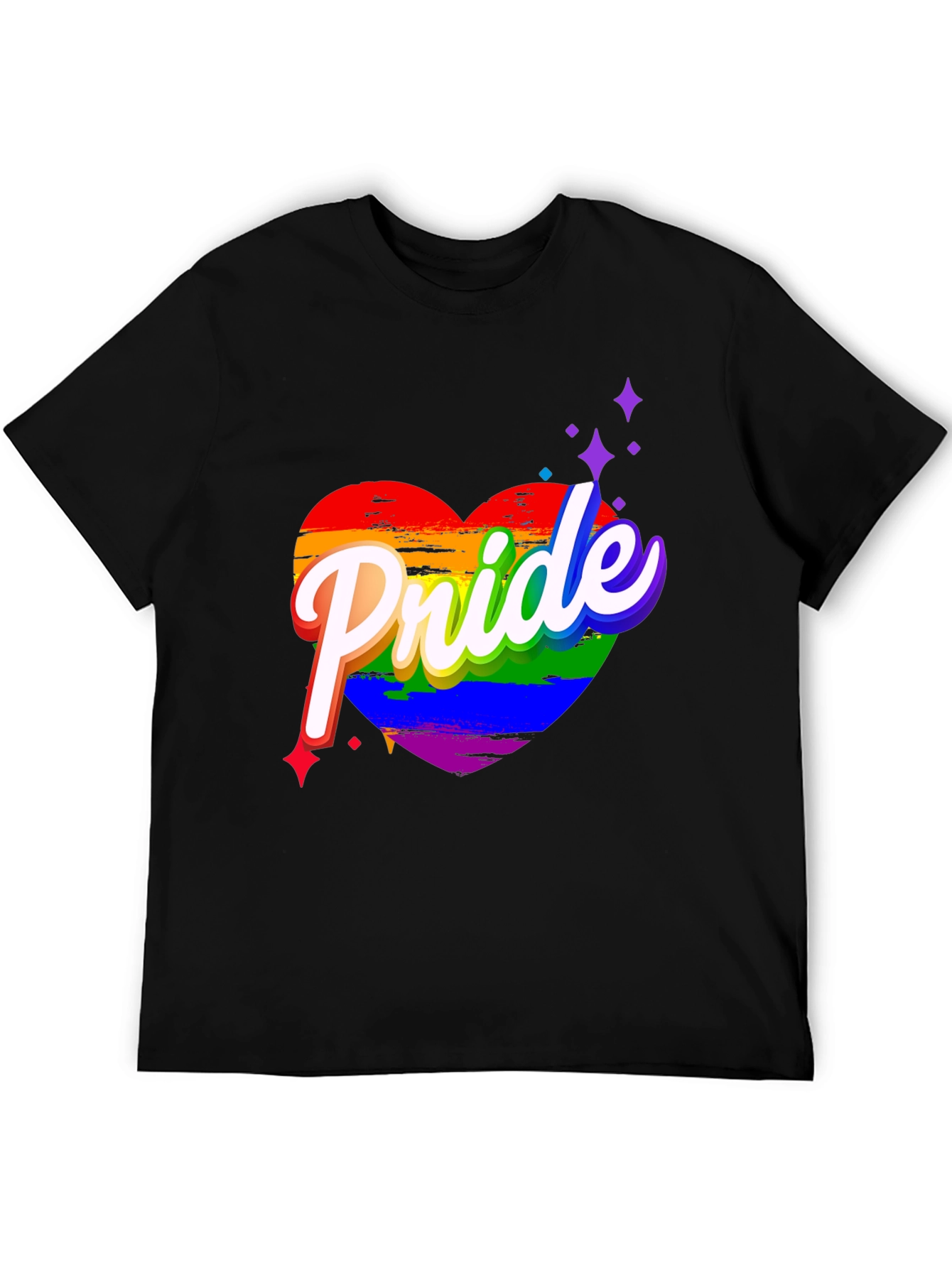 Pride Heart Graphic Black T-Shirt