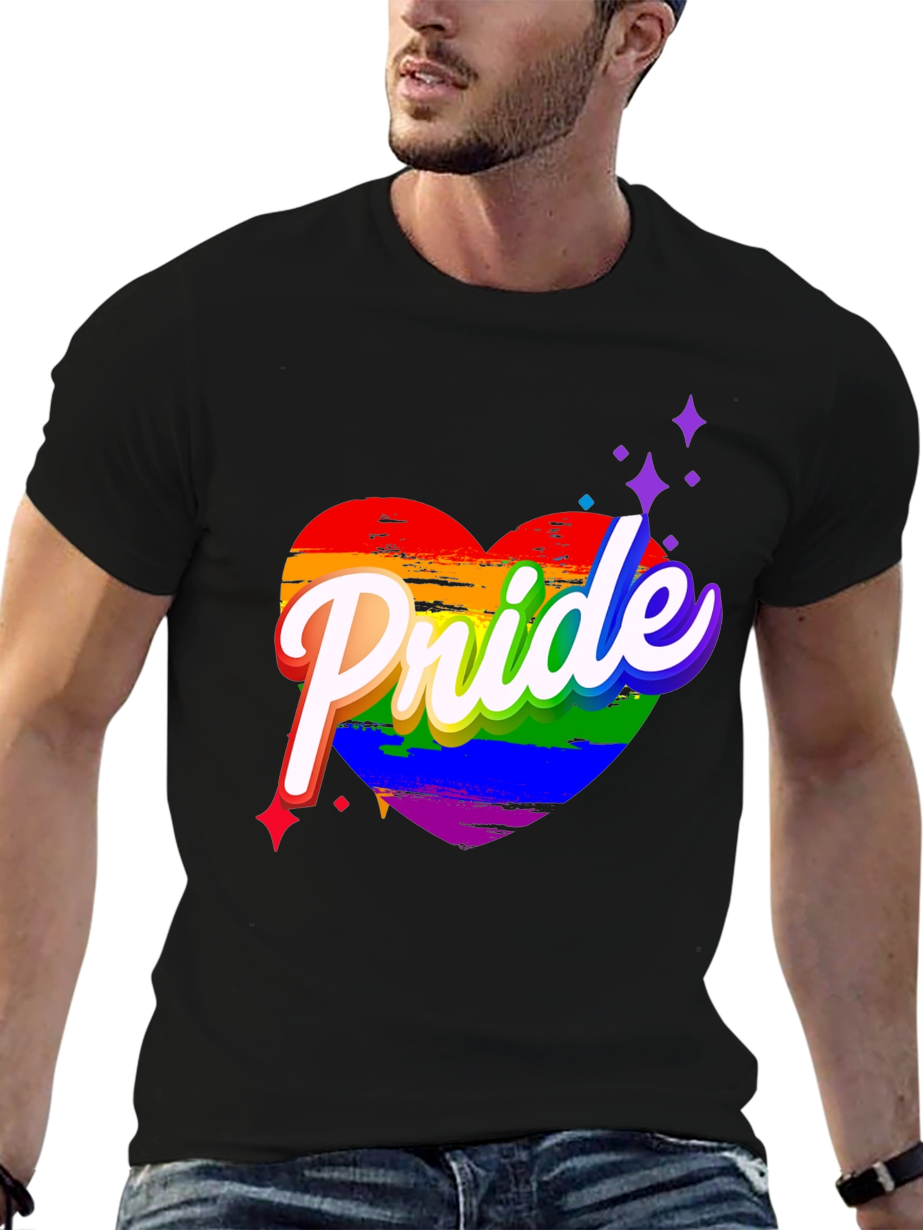Pride Heart Graphic Black T-Shirt