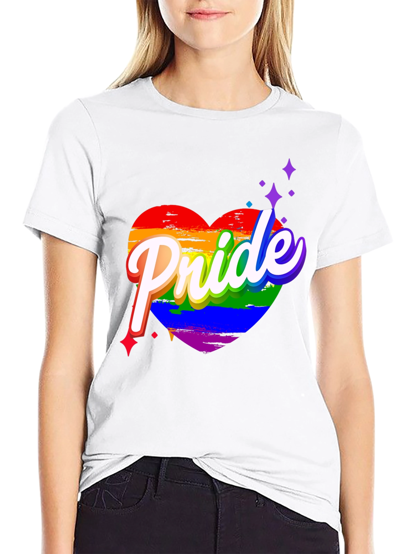 Pride Heart Graphic Black T-Shirt