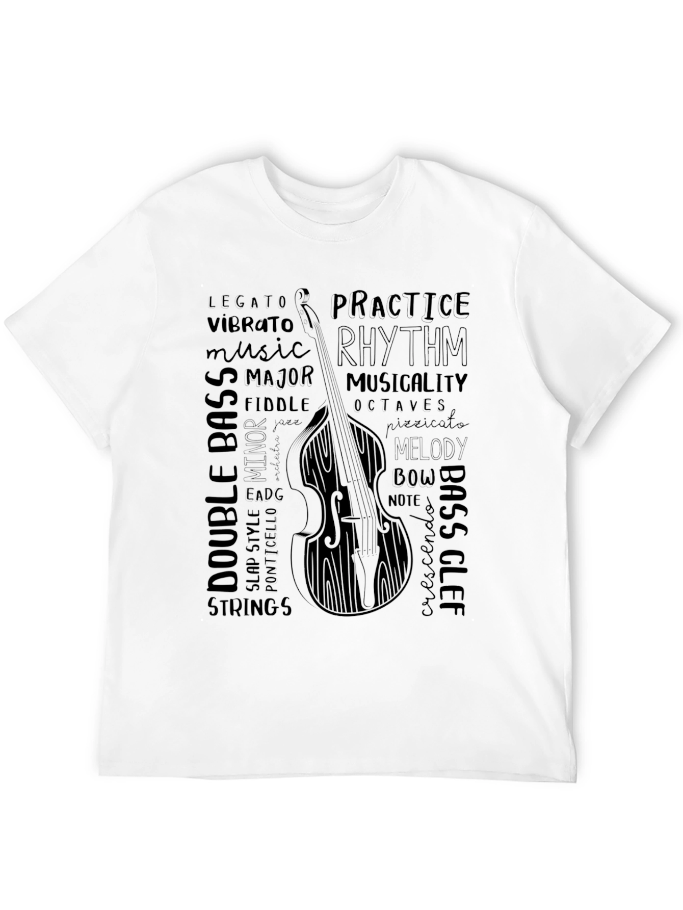 Musical Instrument T-Shirt - Bass Clef Double Bass Design