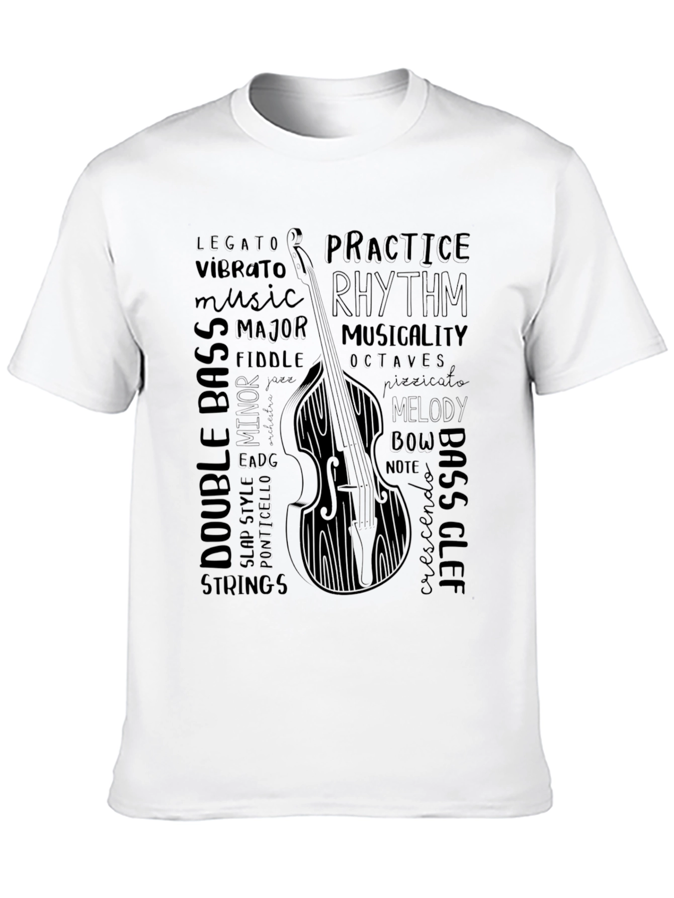 Musical Instrument T-Shirt - Bass Clef Double Bass Design