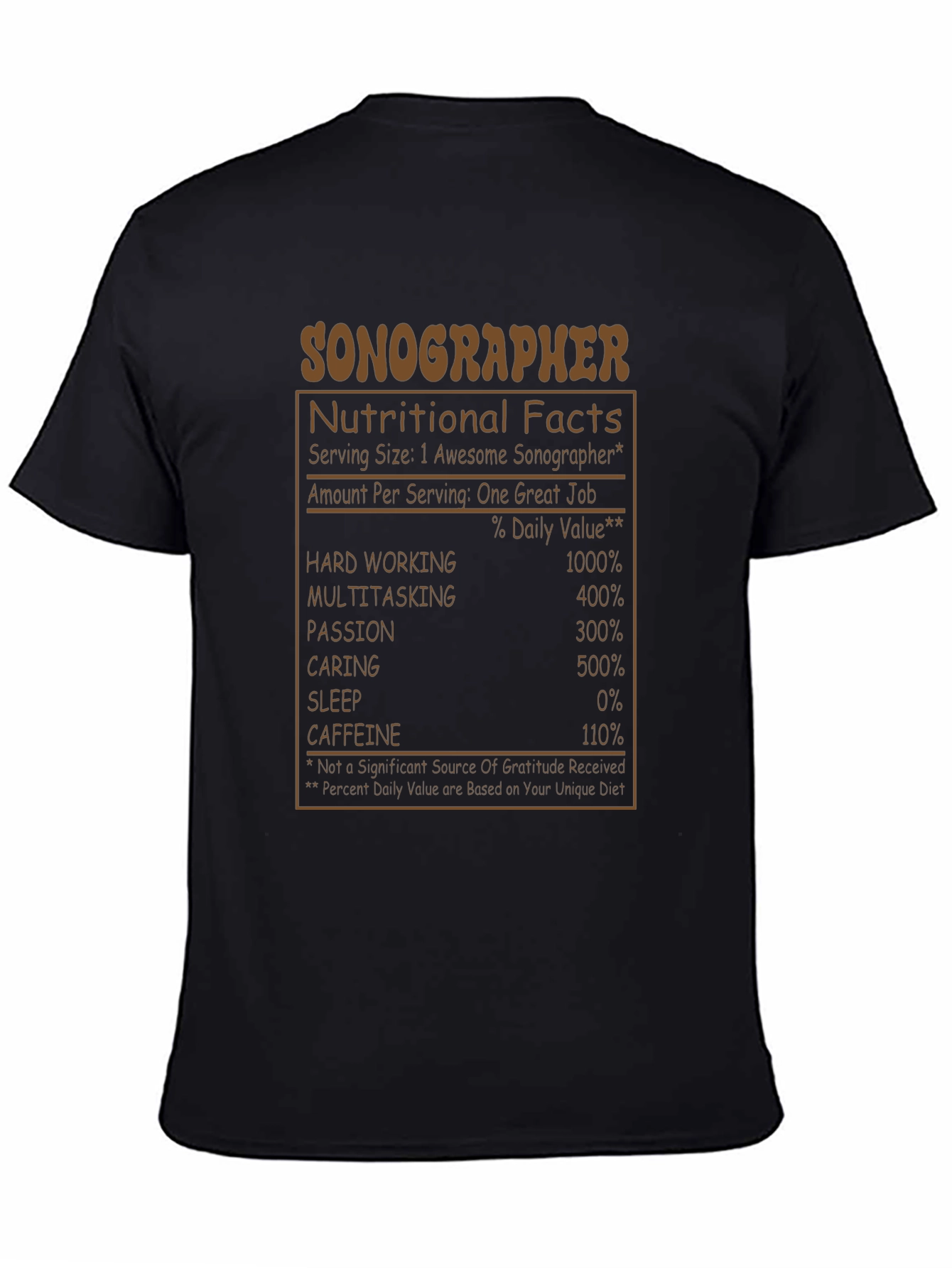 Funny Sonographer Nutritional Facts T-Shirt