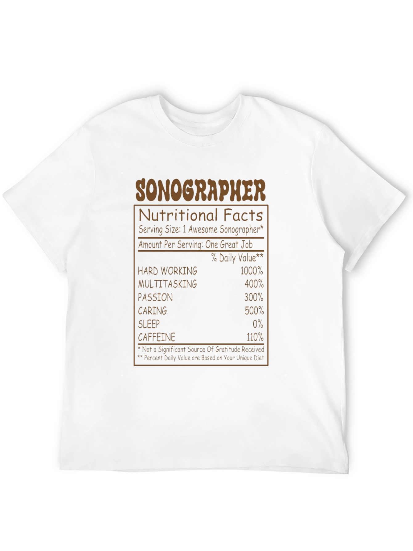 Funny Sonographer Nutritional Facts T-Shirt