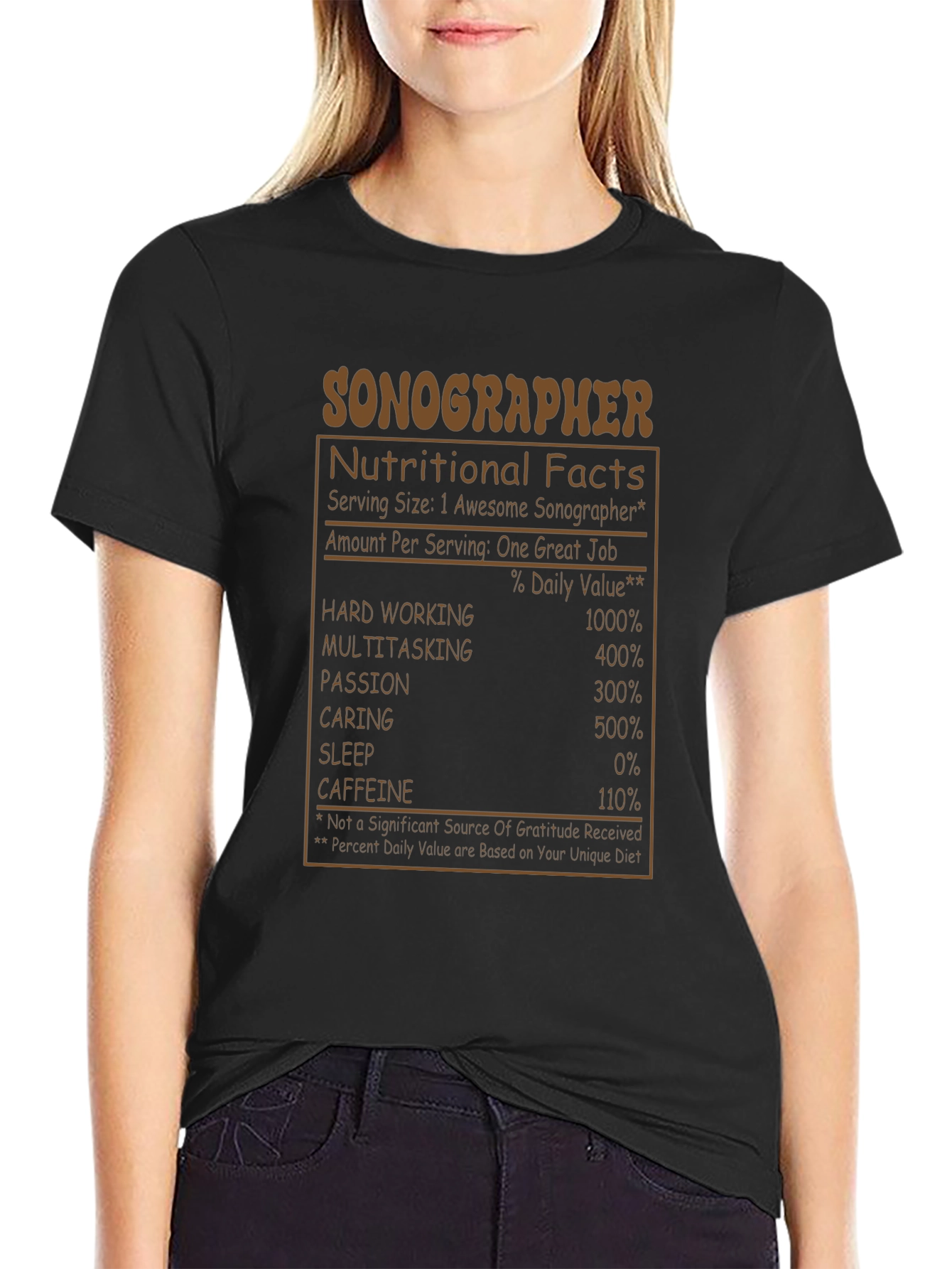 Funny Sonographer Nutritional Facts T-Shirt