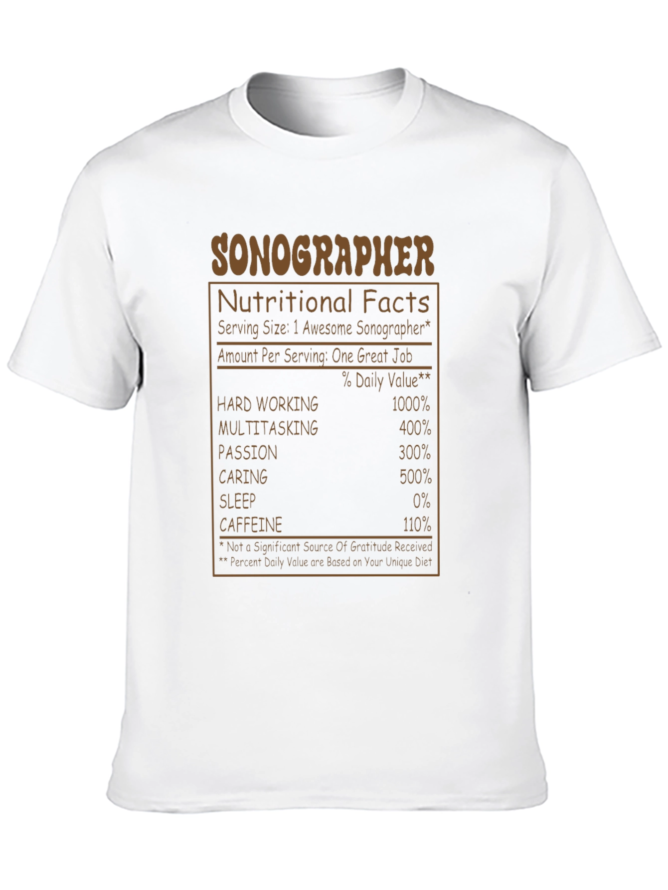 Funny Sonographer Nutritional Facts T-Shirt