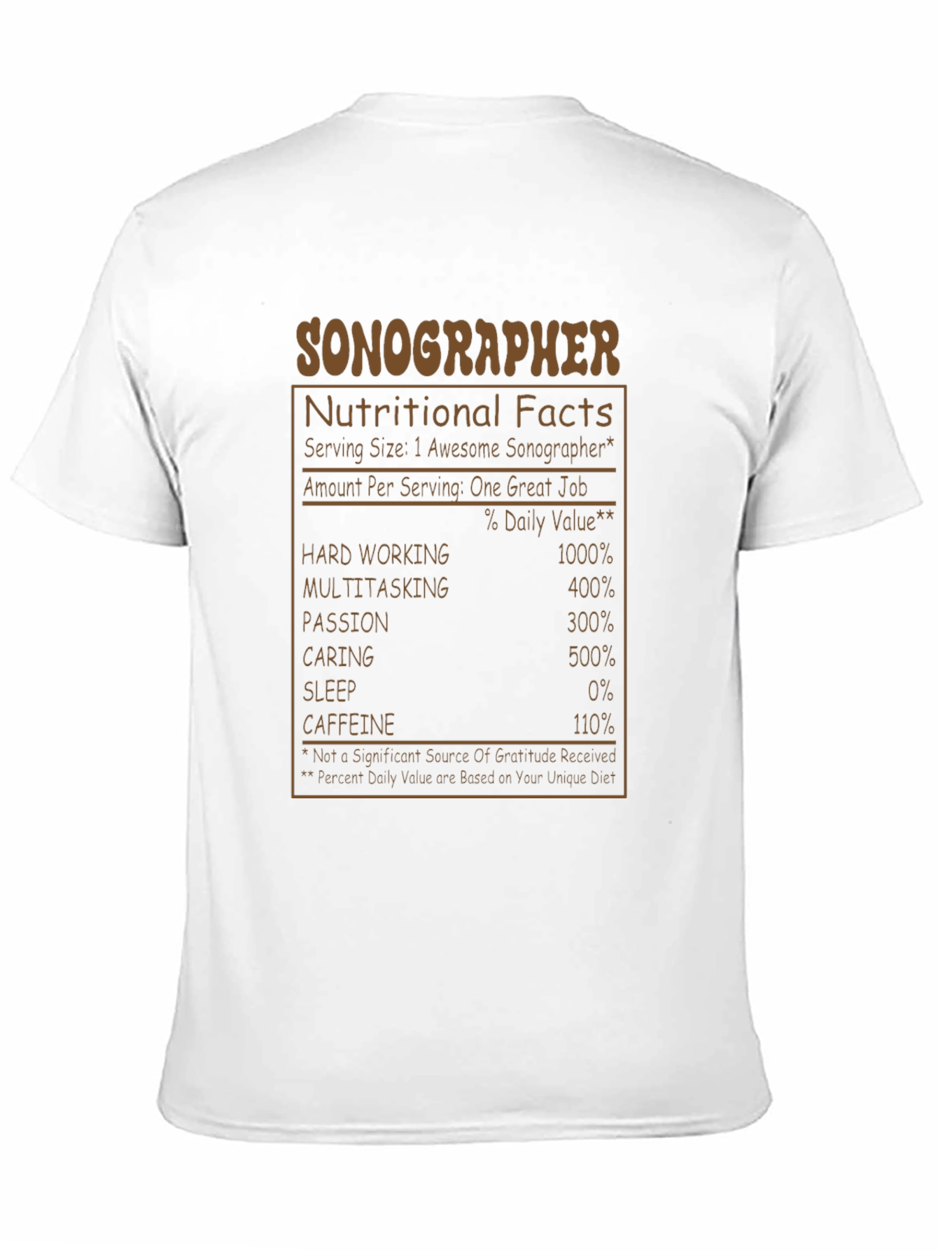 Funny Sonographer Nutritional Facts T-Shirt