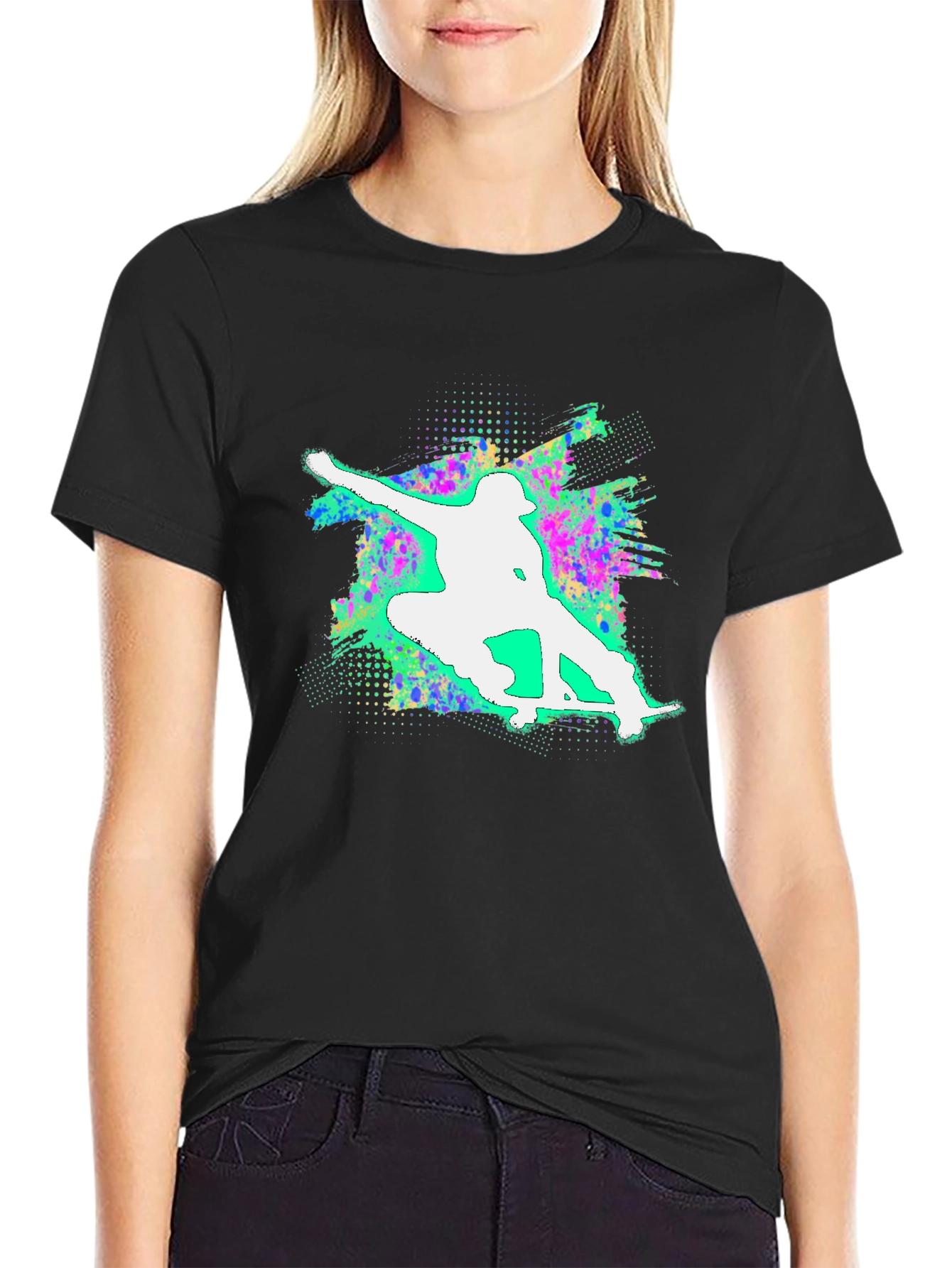 Skateboarding Graphic Tee - Cool & Casual Black T-Shirt