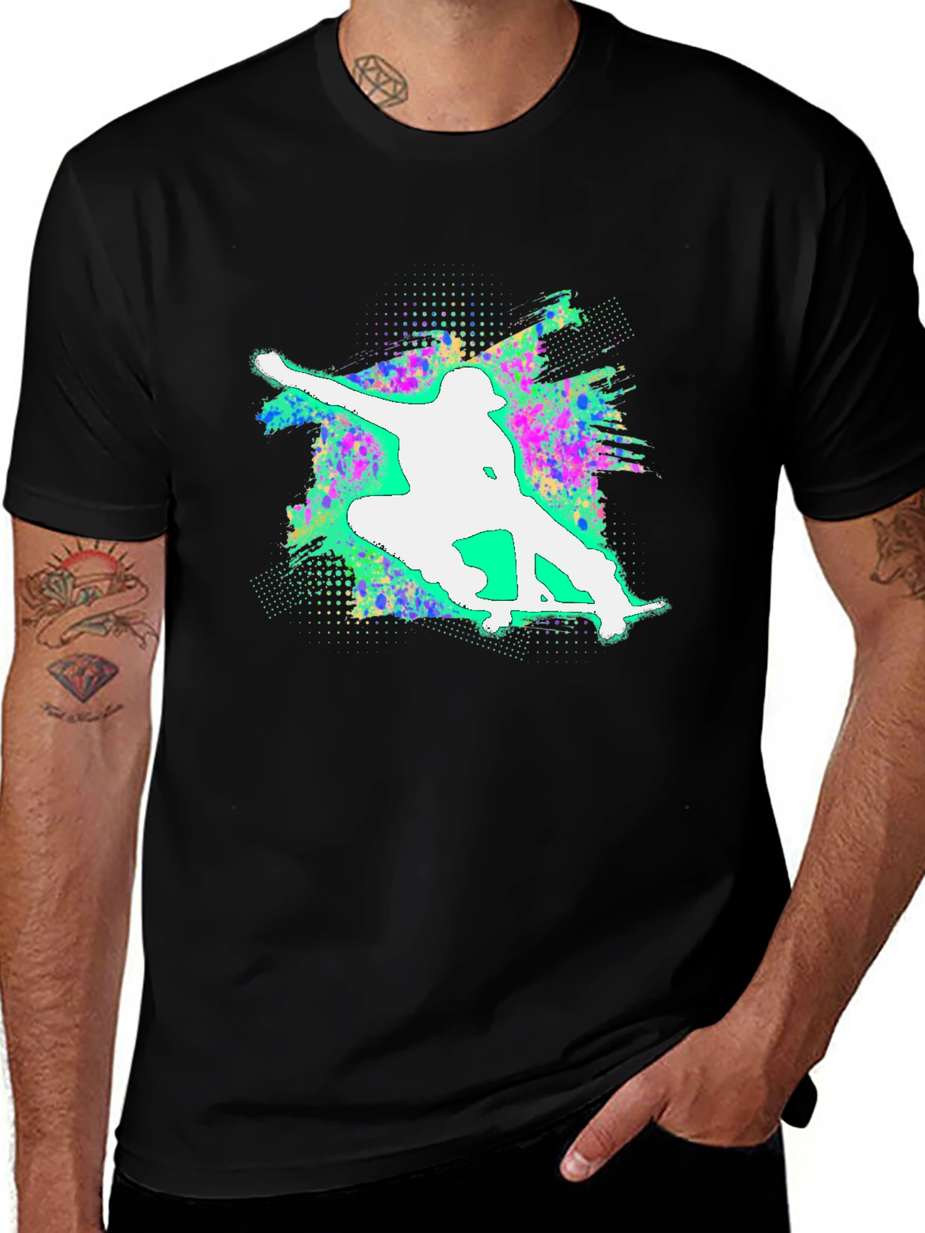 Skateboarding Graphic Tee - Cool & Casual Black T-Shirt