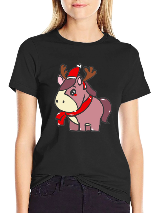 Festive Reindeer Horse Graphic Tee