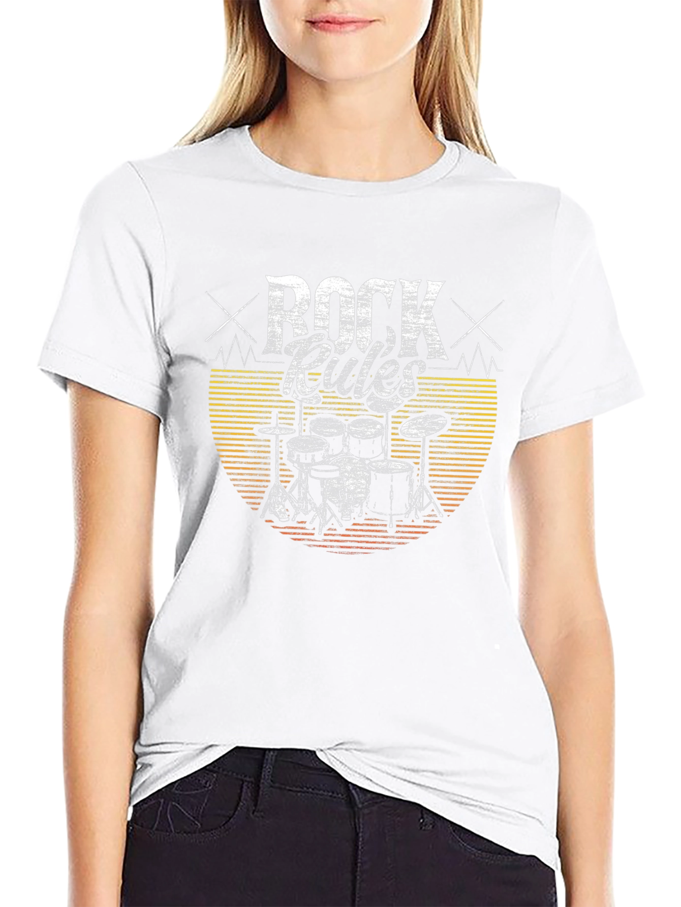 Rock Rules T-Shirt - Drum Kit Graphic Tee