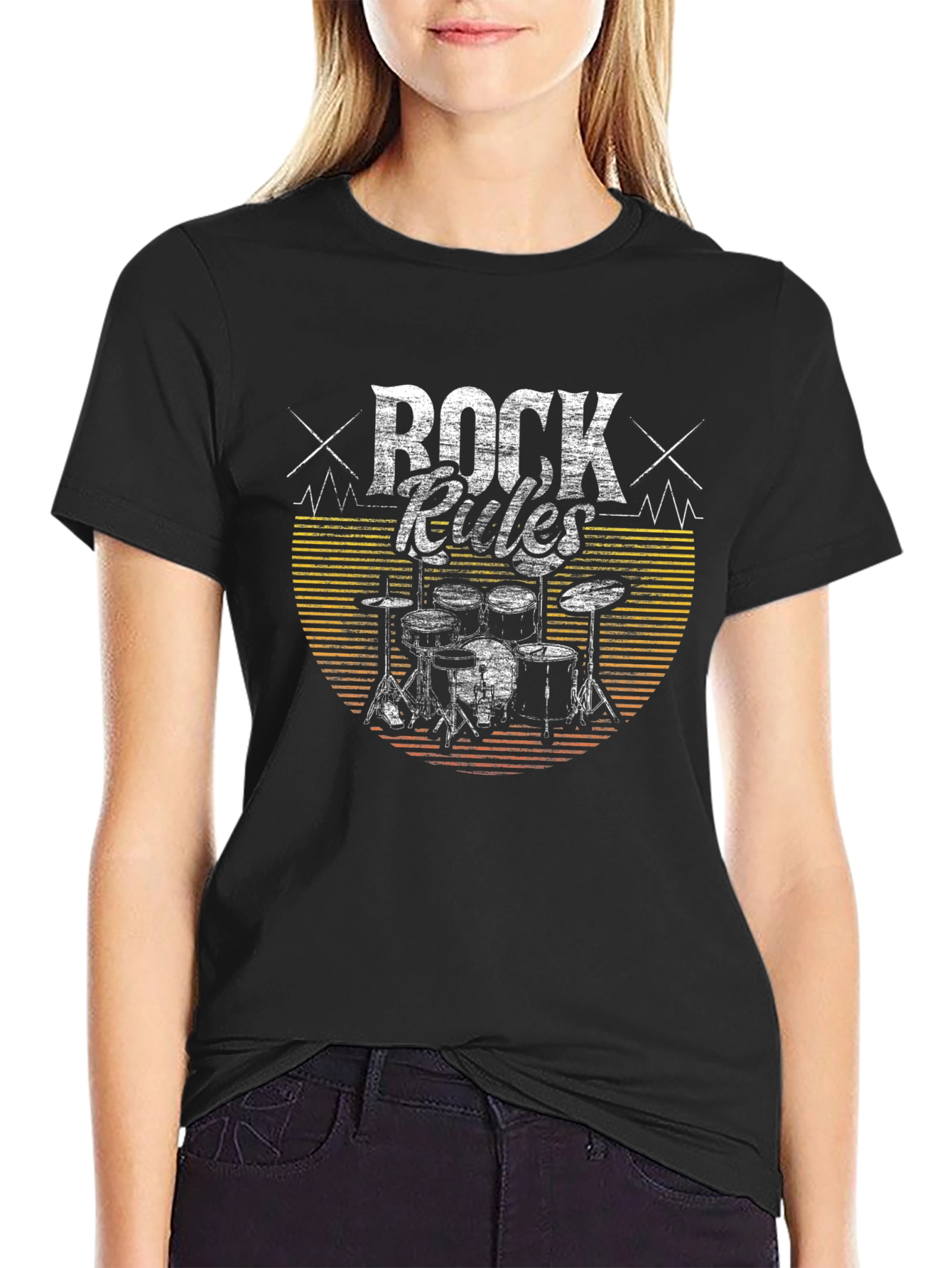 Rock Rules T-Shirt - Drum Kit Graphic Tee